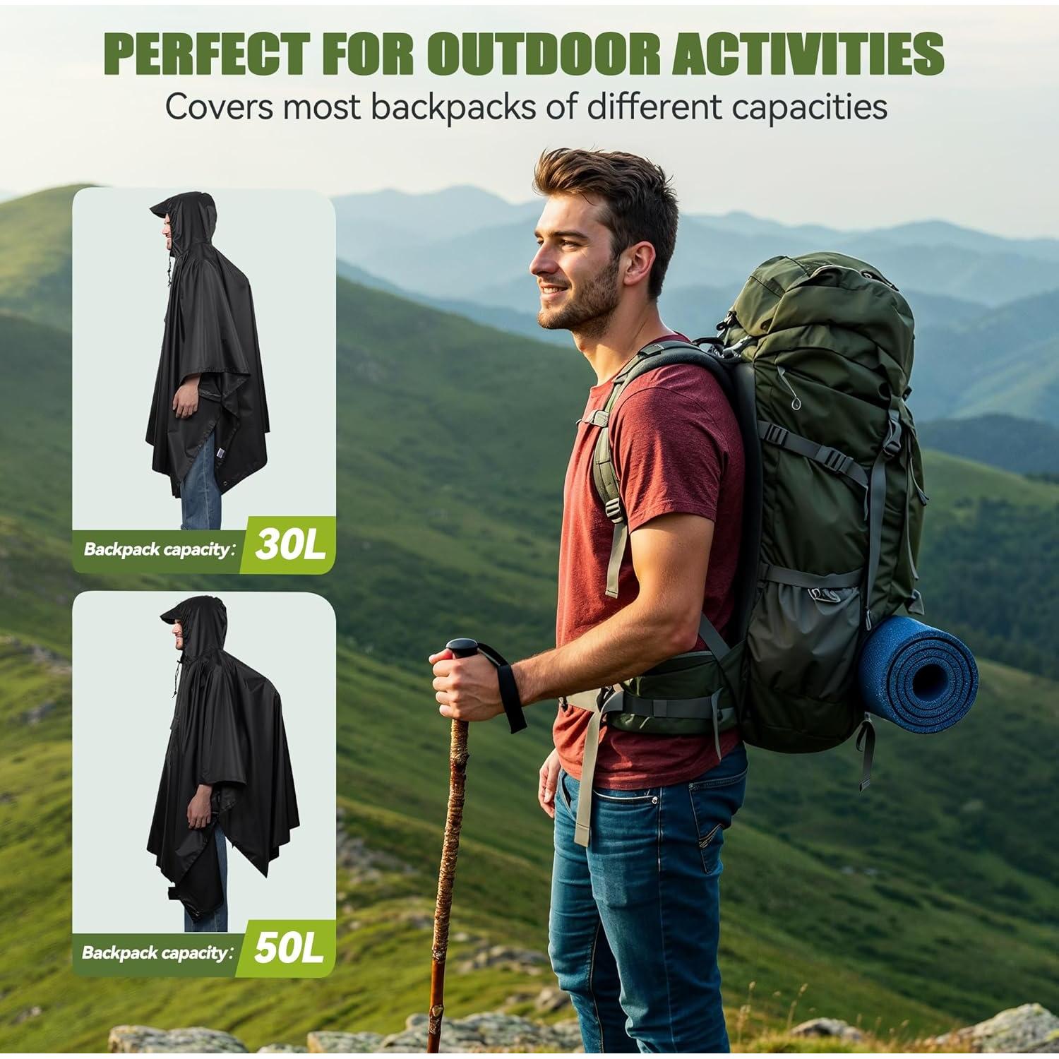 Poncho de Lluvia Impermeable TechRise Unisex con Capucha 210x142cm