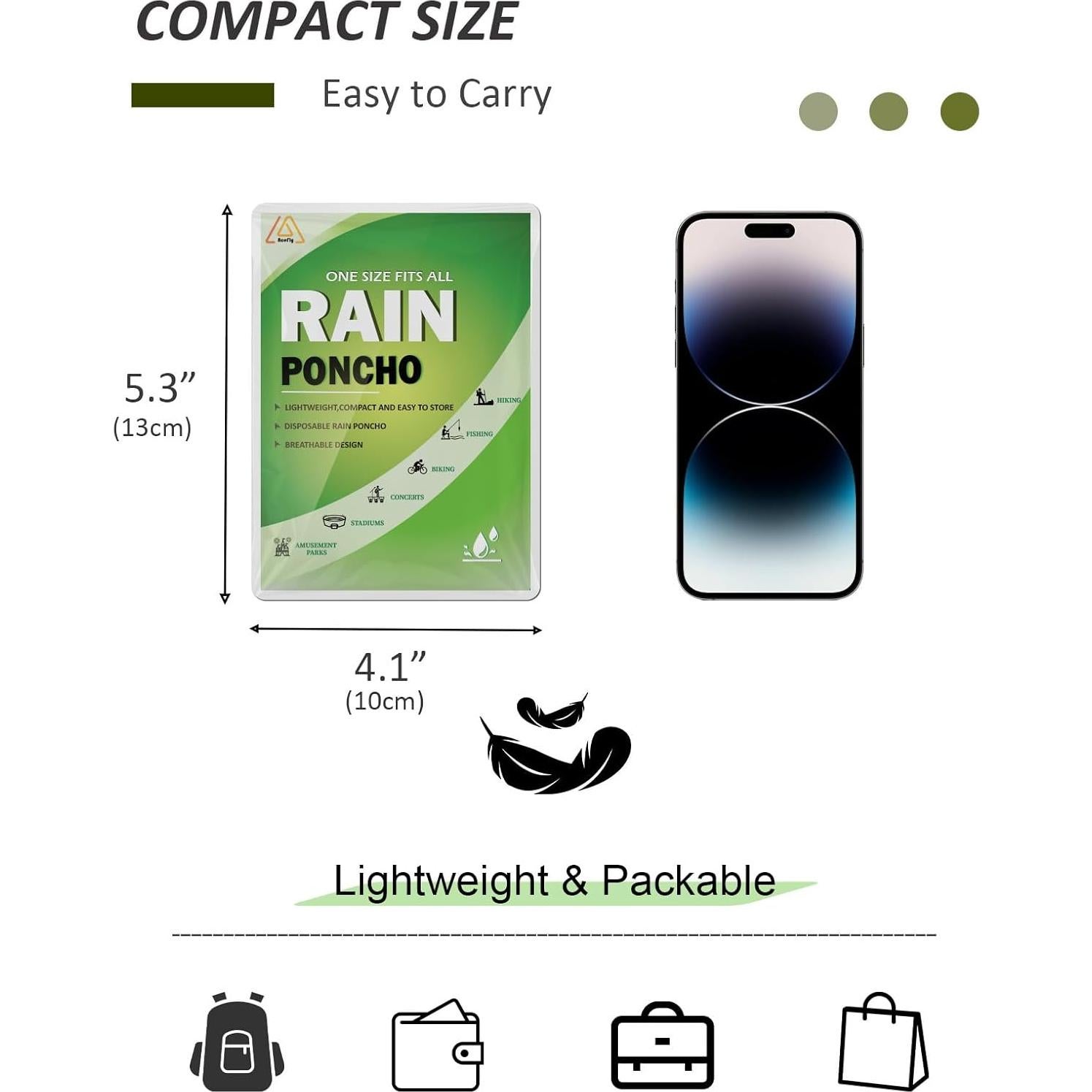 Ponchos de Lluvia Desechables AceFly para Adultos - Paquete de 5