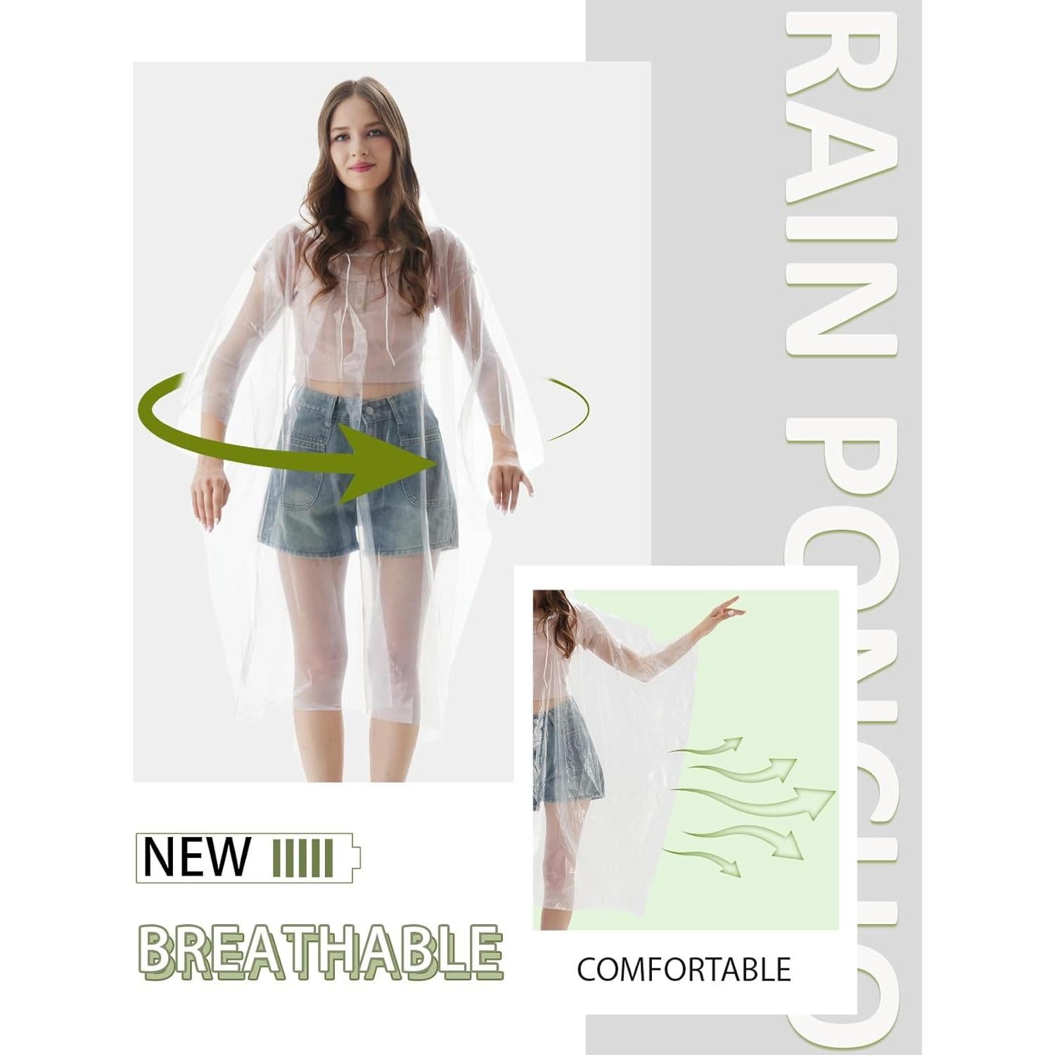 Ponchos de Lluvia Desechables AceFly para Adultos - Paquete de 5