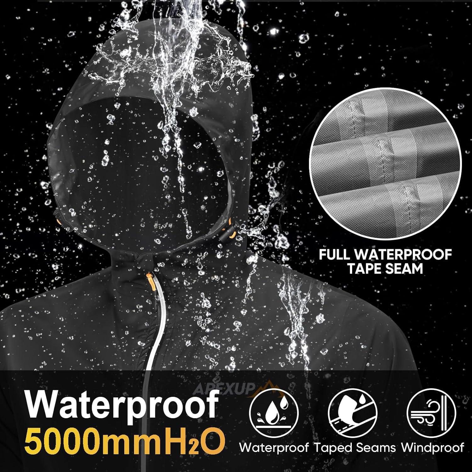 Chaqueta Impermeable Plegable APEXUP Hombre 3XL Negra