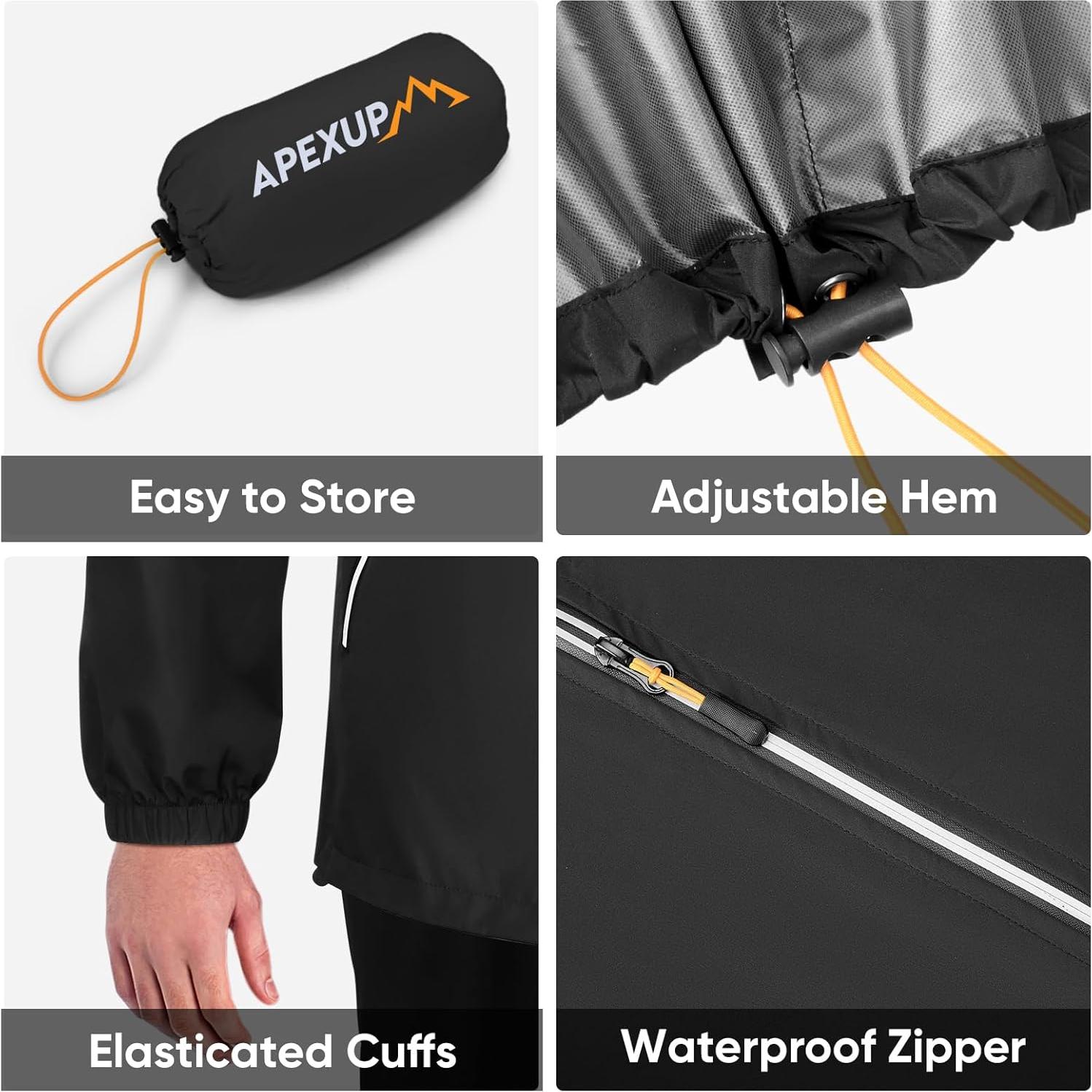 Chaqueta Impermeable Plegable APEXUP Hombre 3XL Negra