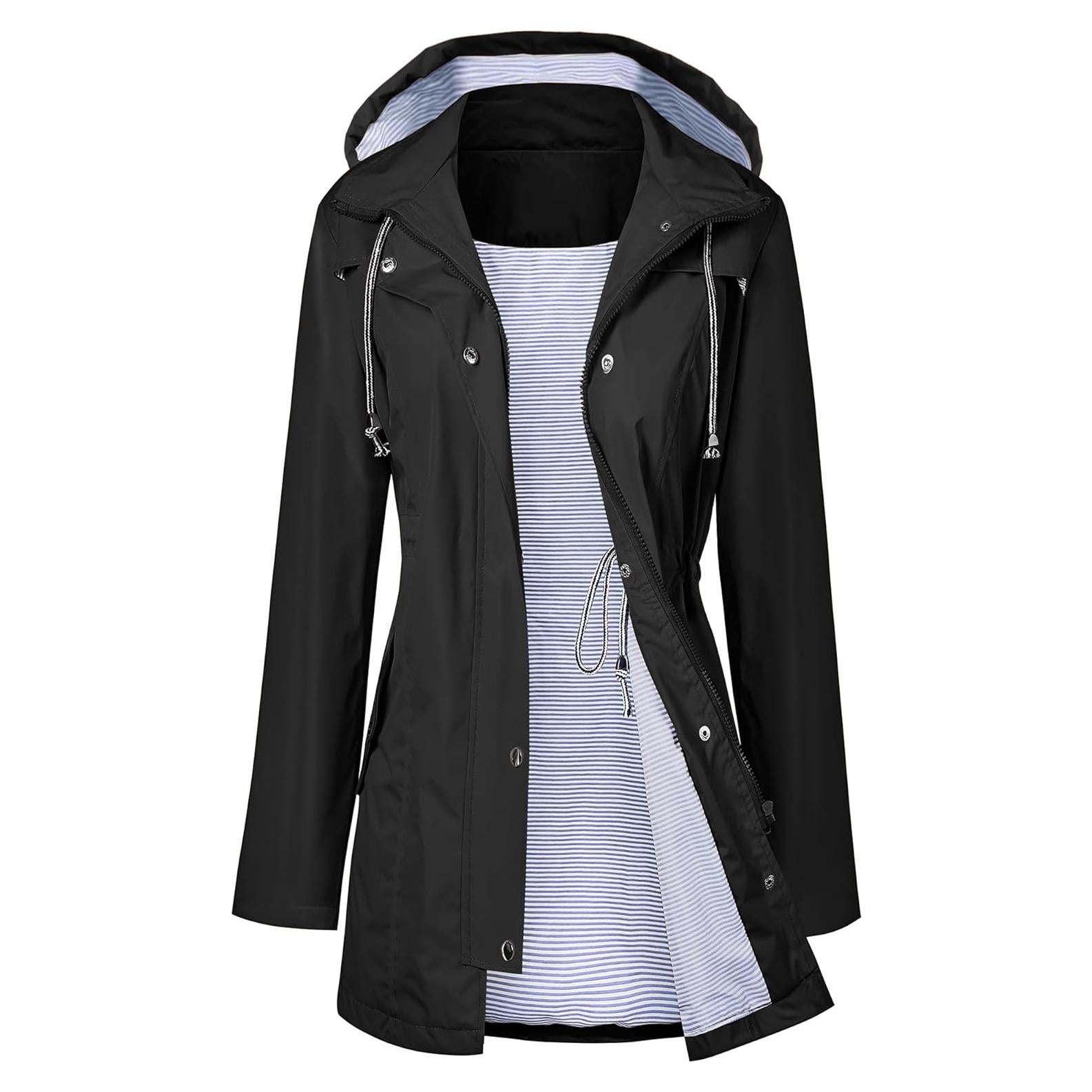 Abrigo de lluvia LOMON mujer impermeable largo con capucha S-XXL