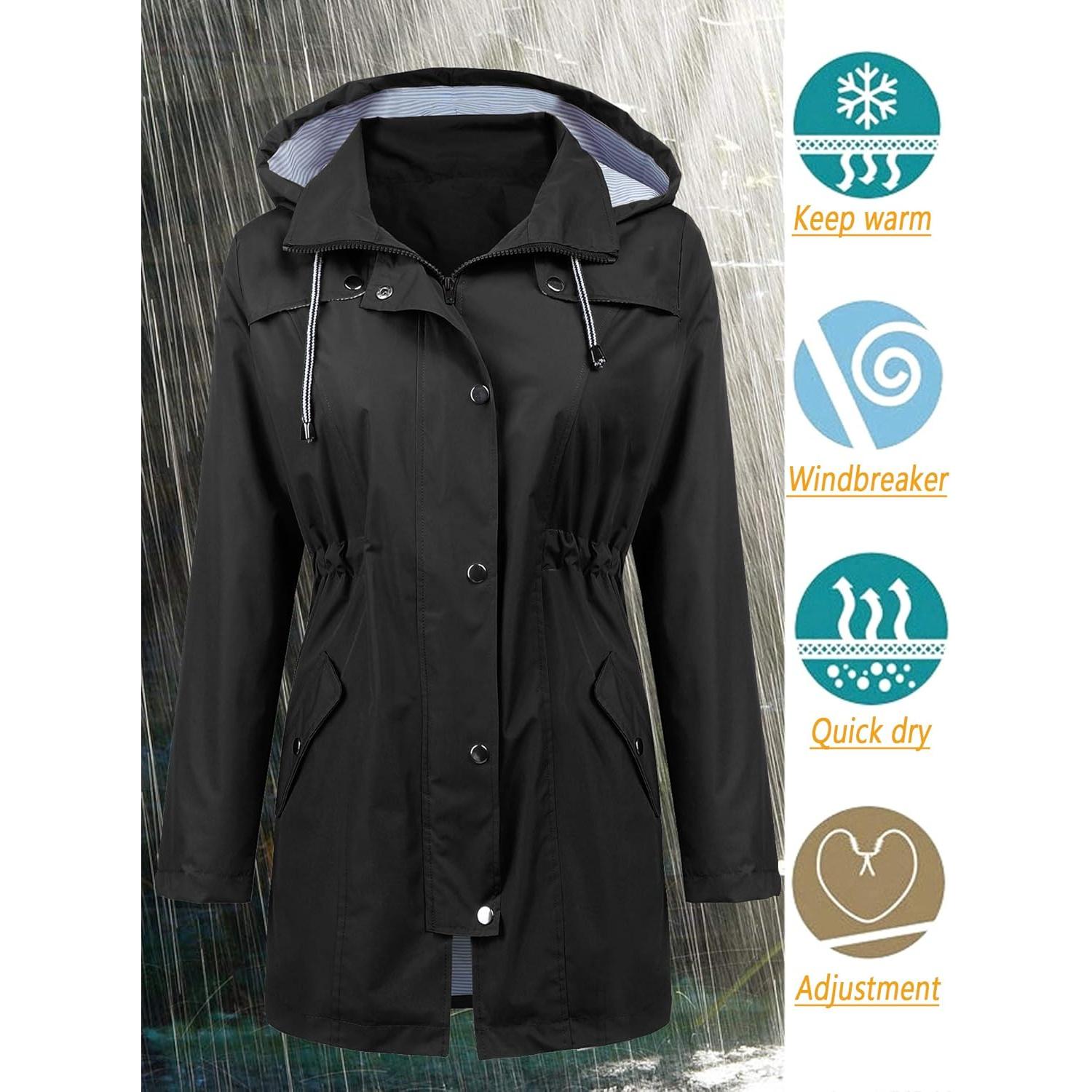 Abrigo de lluvia LOMON mujer impermeable largo con capucha S-XXL