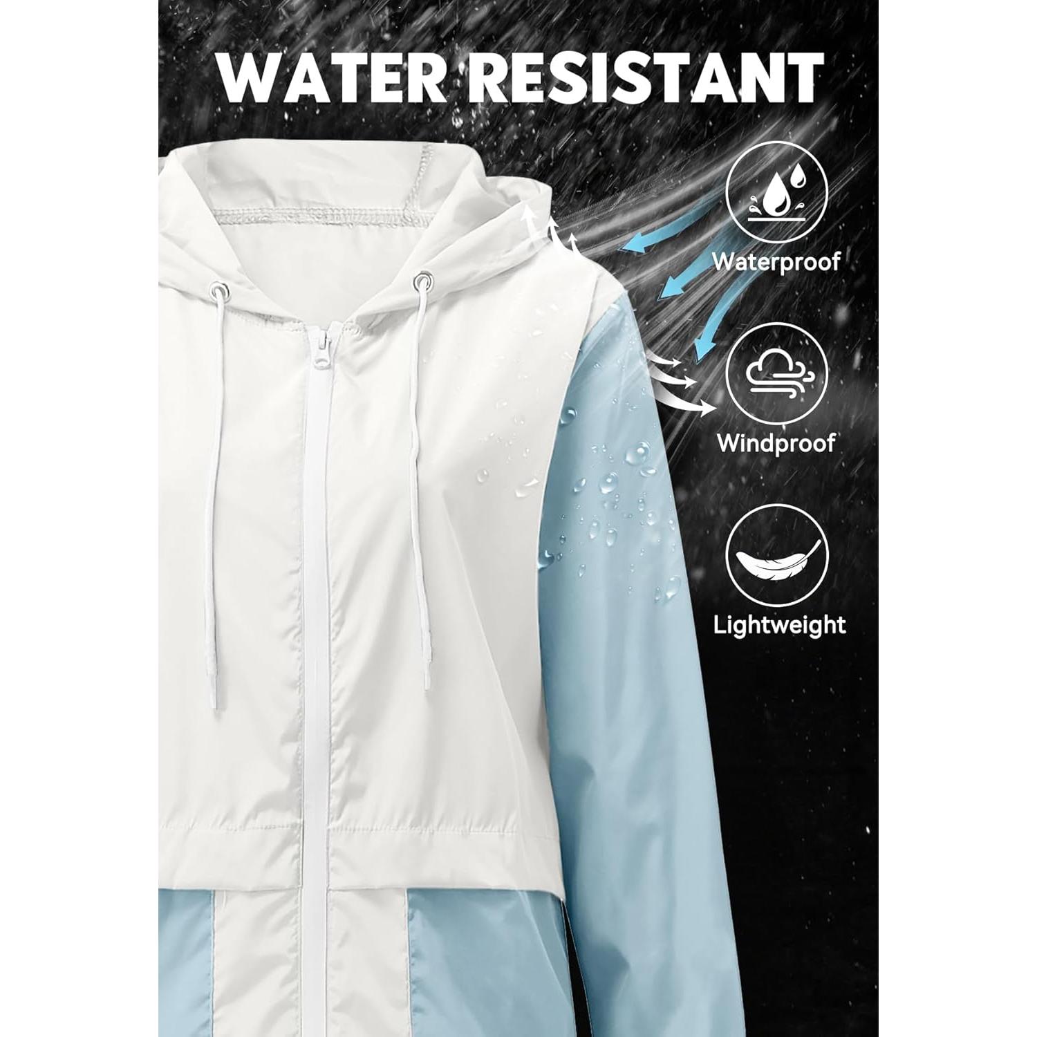Chaqueta de Lluvia Ligera Zando para Mujeres Azul/Blanco T. Grande