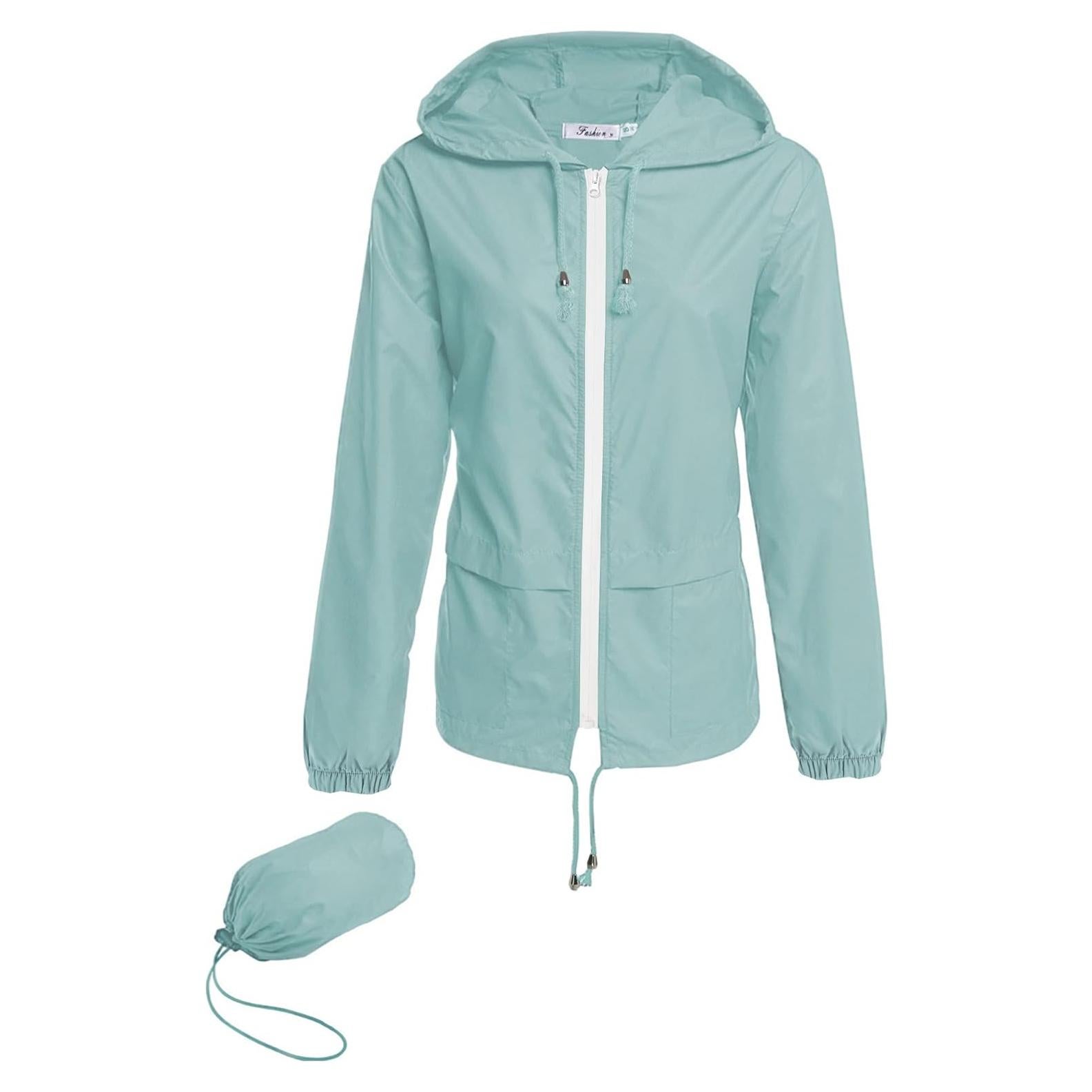 Chaqueta de Lluvia Ligera Hount para Mujeres Impermeable S-3XL