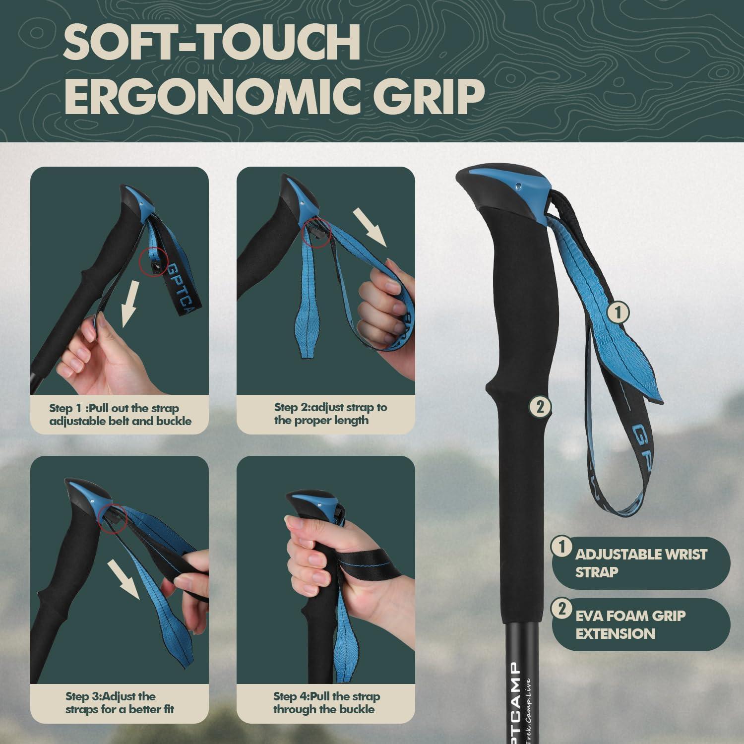 Bastón de Senderismo Plegable GPTCAMP GP-TR03S Azul 0.44kg