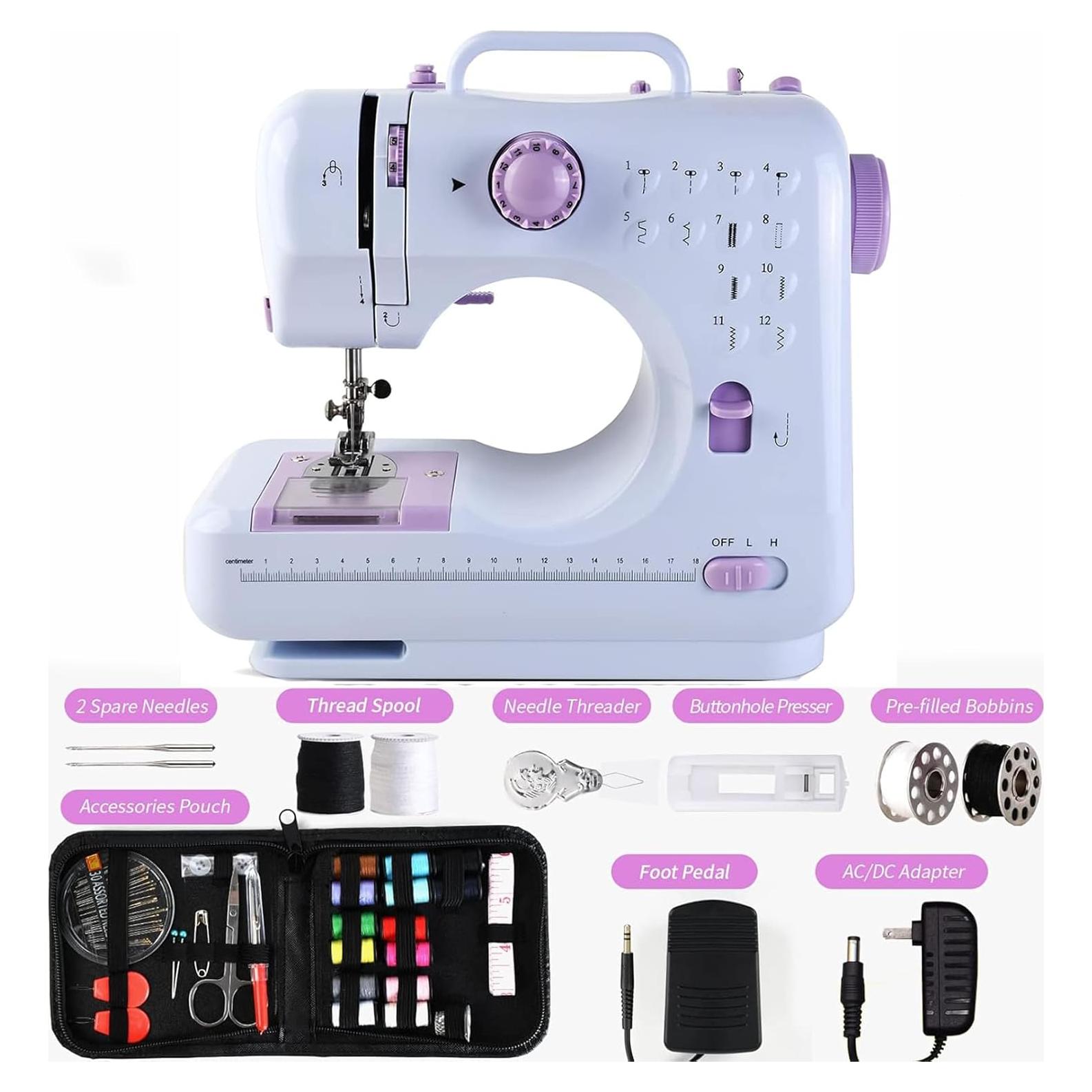 Máquina de Coser Mini 505 con 12 Puntadas y Kit de Accesorios