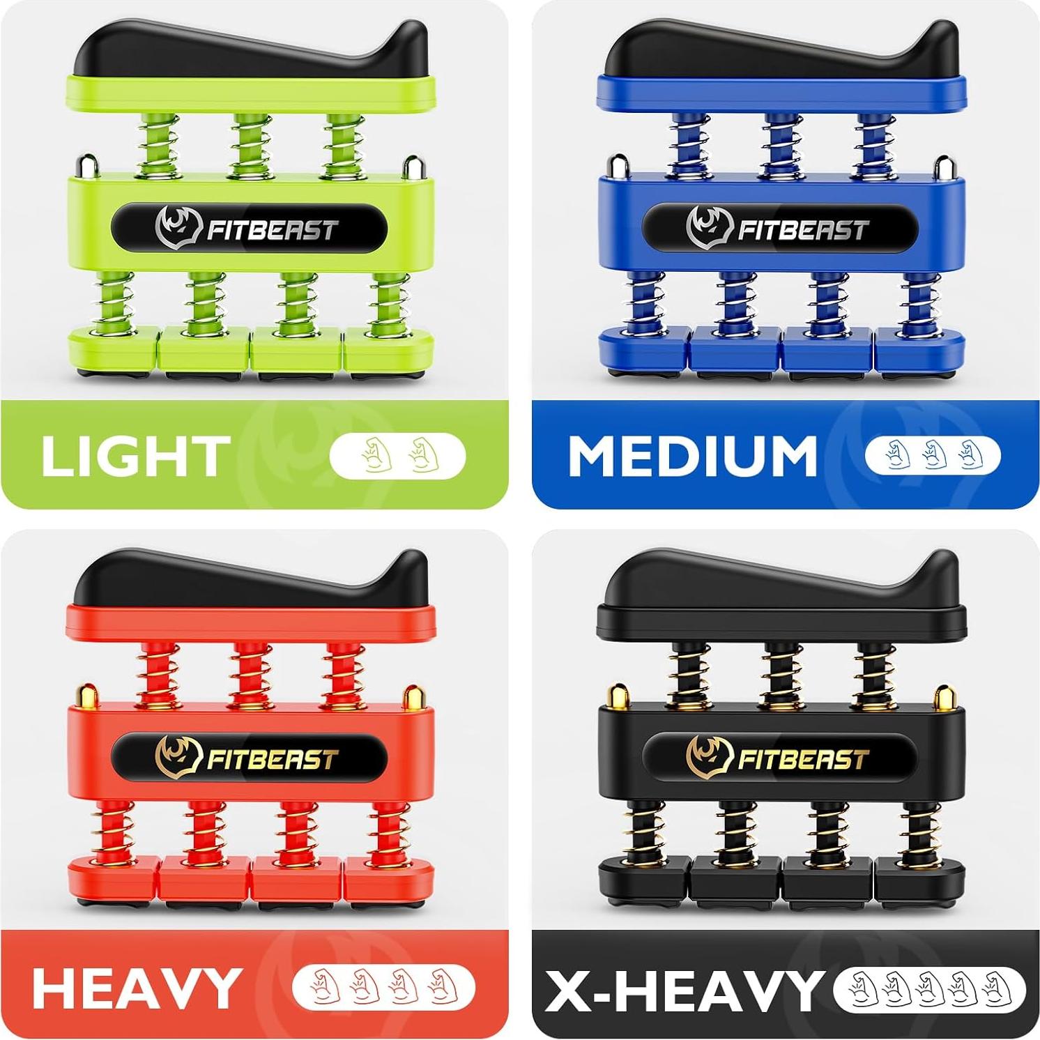 FitBeast Ejercitador de Dedos Set 4 Piezas Resistencia