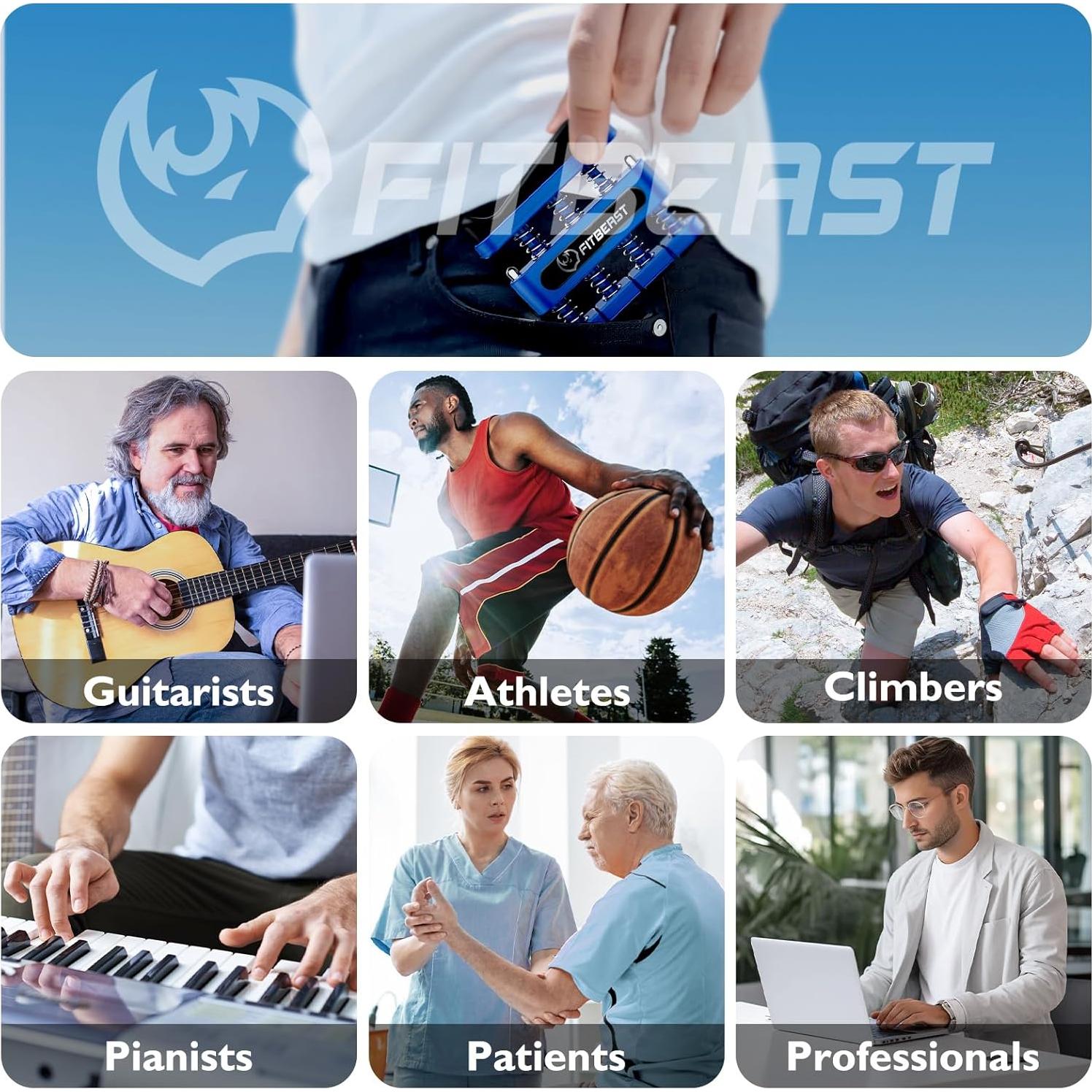 FitBeast Ejercitador de Dedos Set 4 Piezas Resistencia