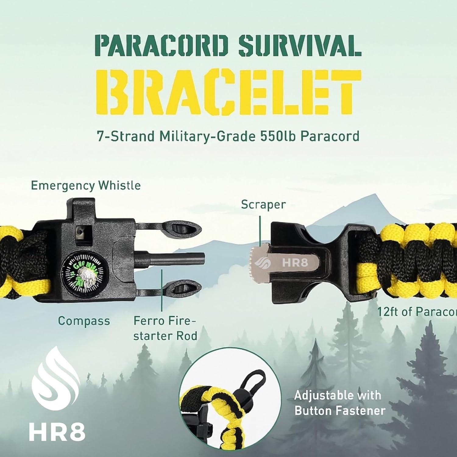 HR8 Pulsera de Supervivencia 3 Pack Paracord Unisex Adulto