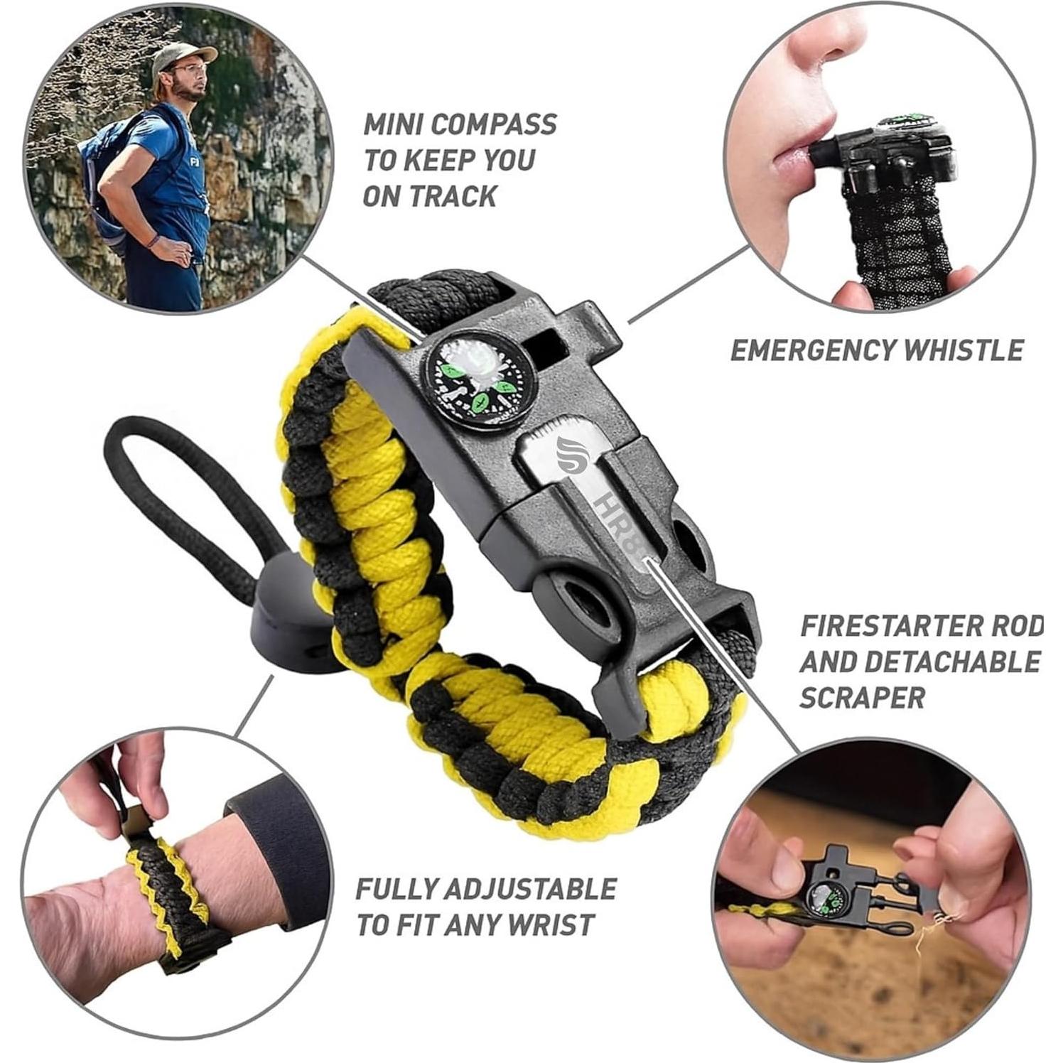 HR8 Pulsera de Supervivencia 3 Pack Paracord Unisex Adulto