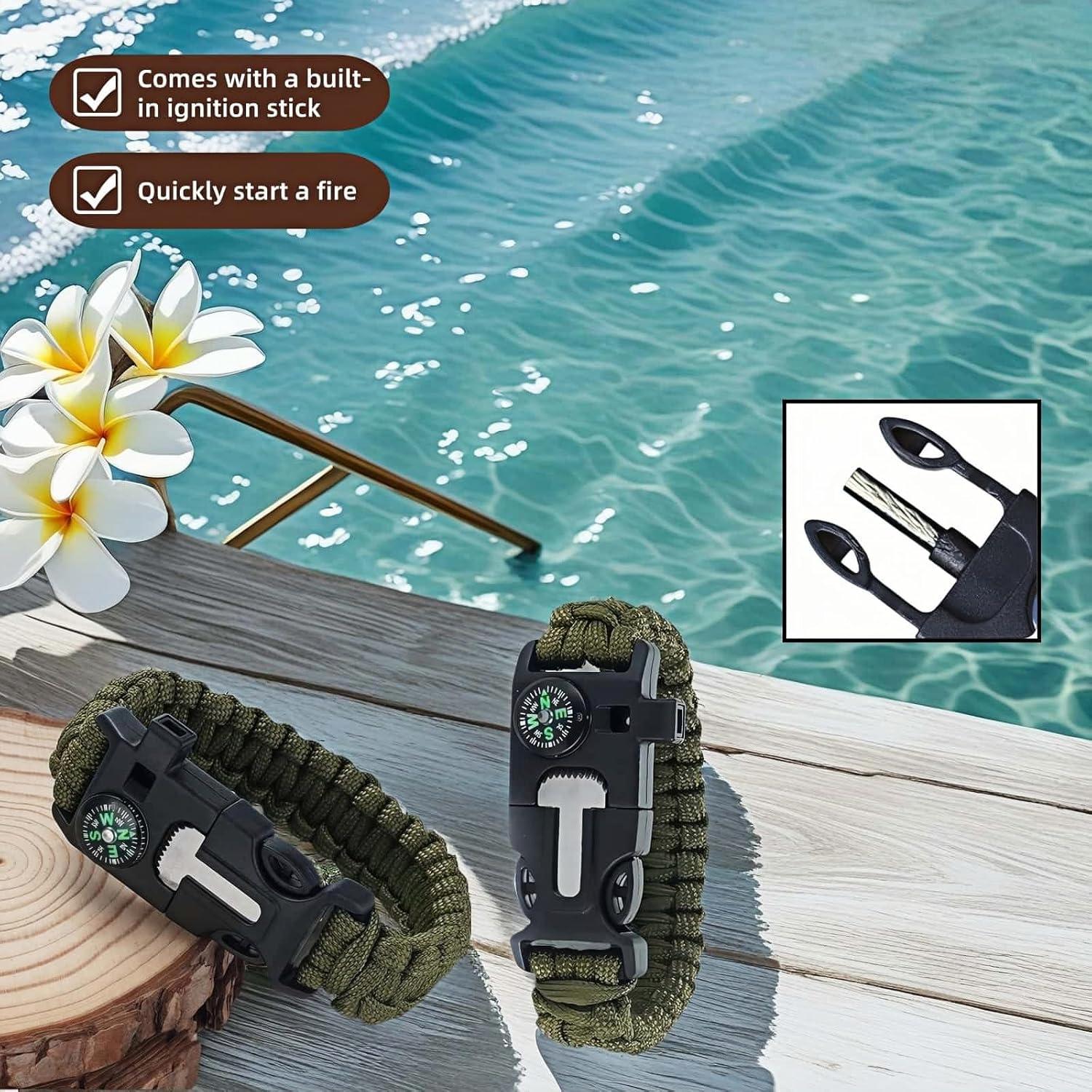 Pulsera de Supervivencia 5 en 1 Chinshwehaw - Verde Oliva