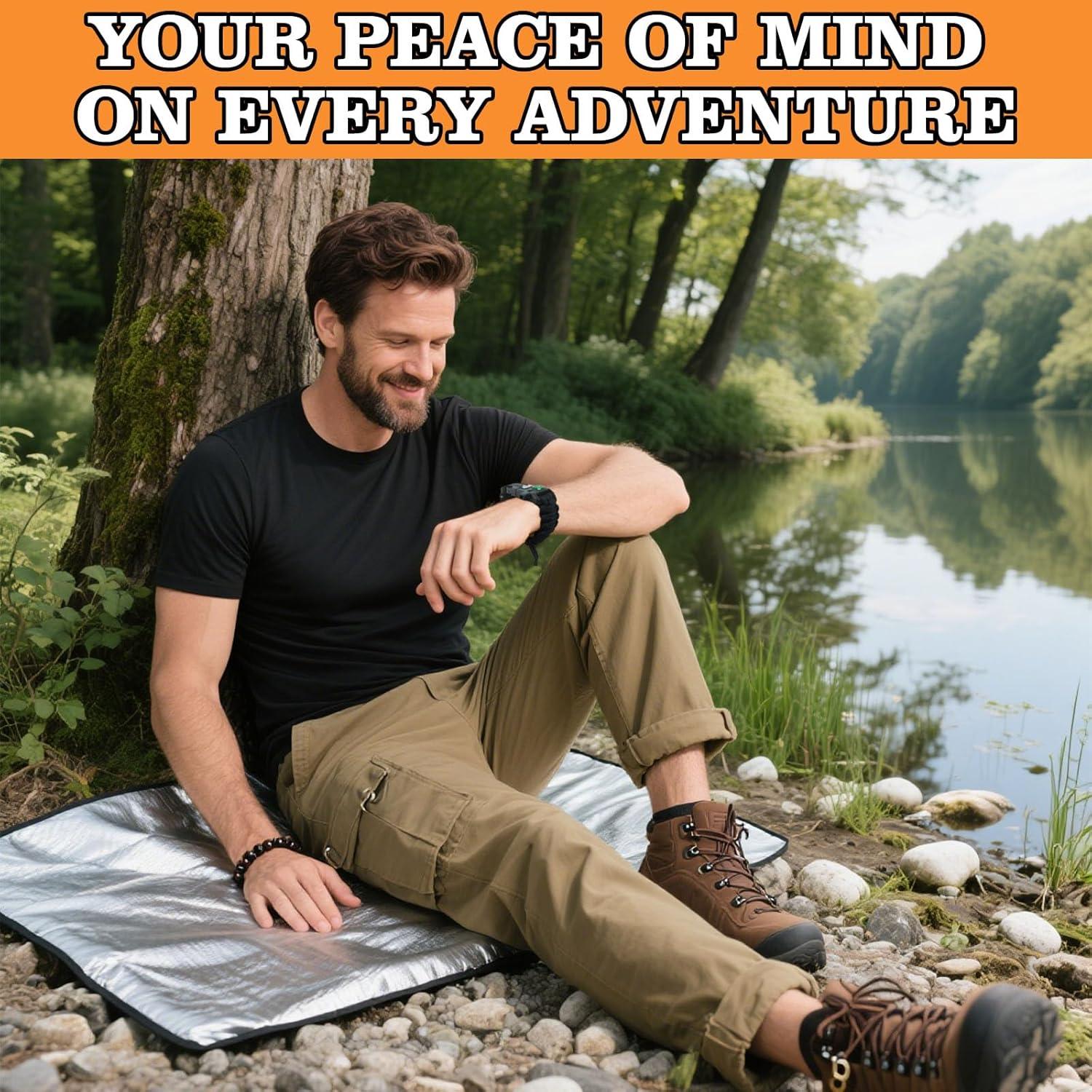 Pulsera de Supervivencia Paracord NVioAsport - 3 Piezas con Encendedor, Silbato y Brújula