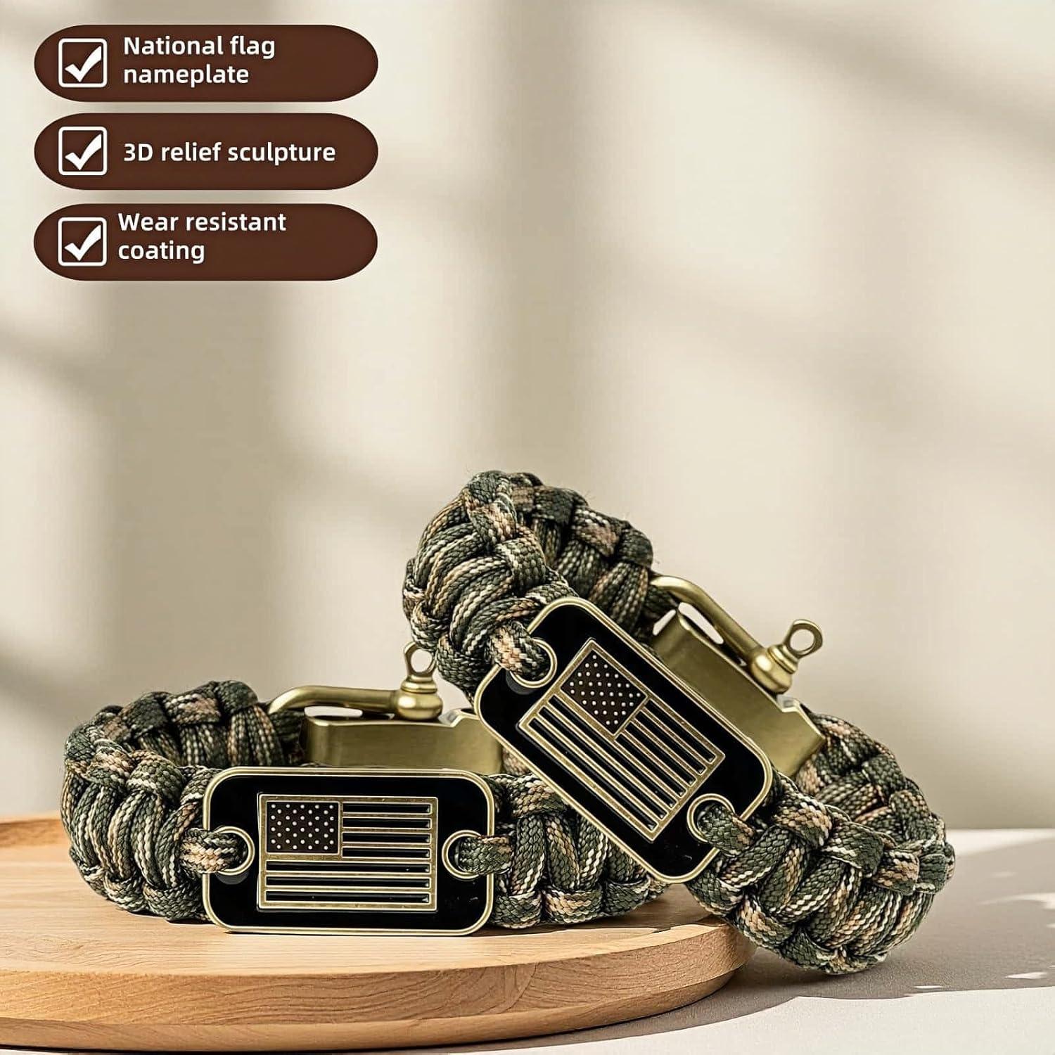 Pulsera de Supervivencia Paracord Ryandesign con Bandera EE. UU.