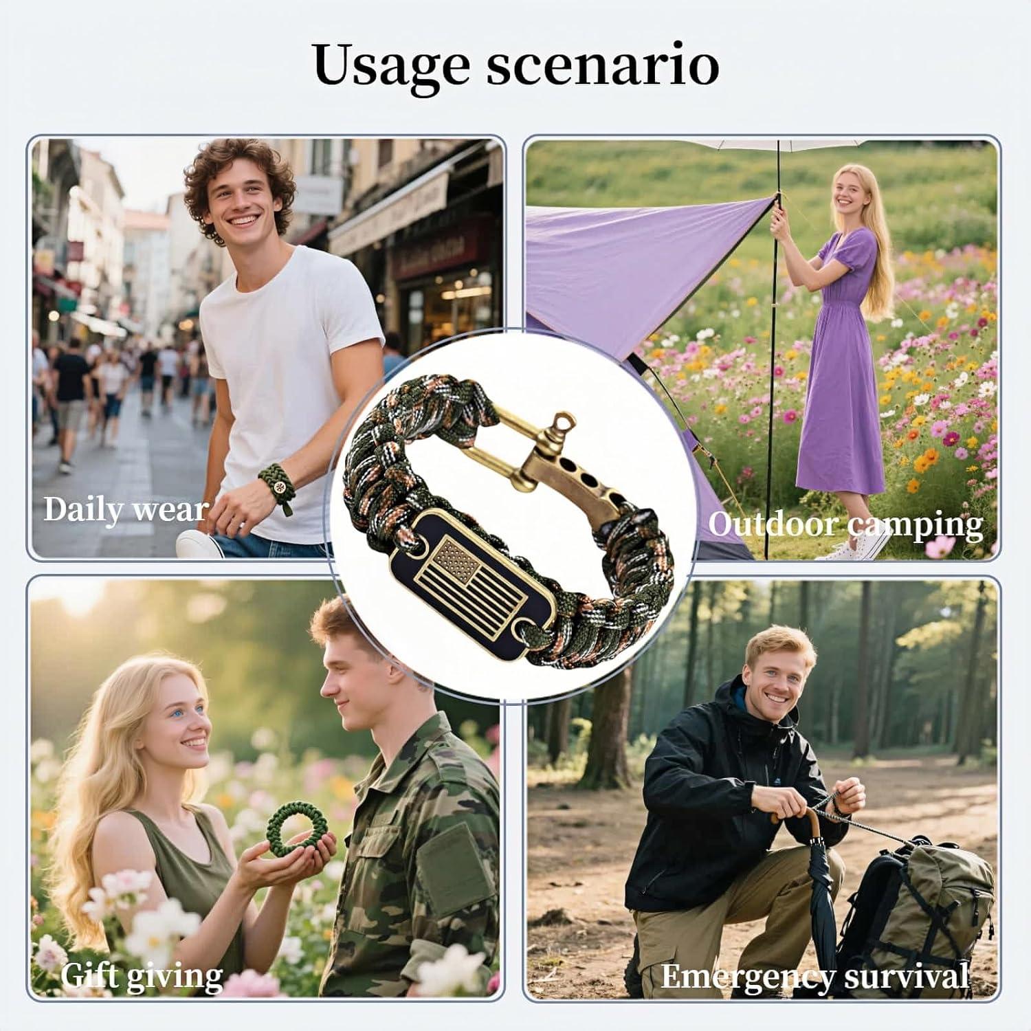 Pulsera de Supervivencia Paracord Ryandesign con Bandera EE. UU.