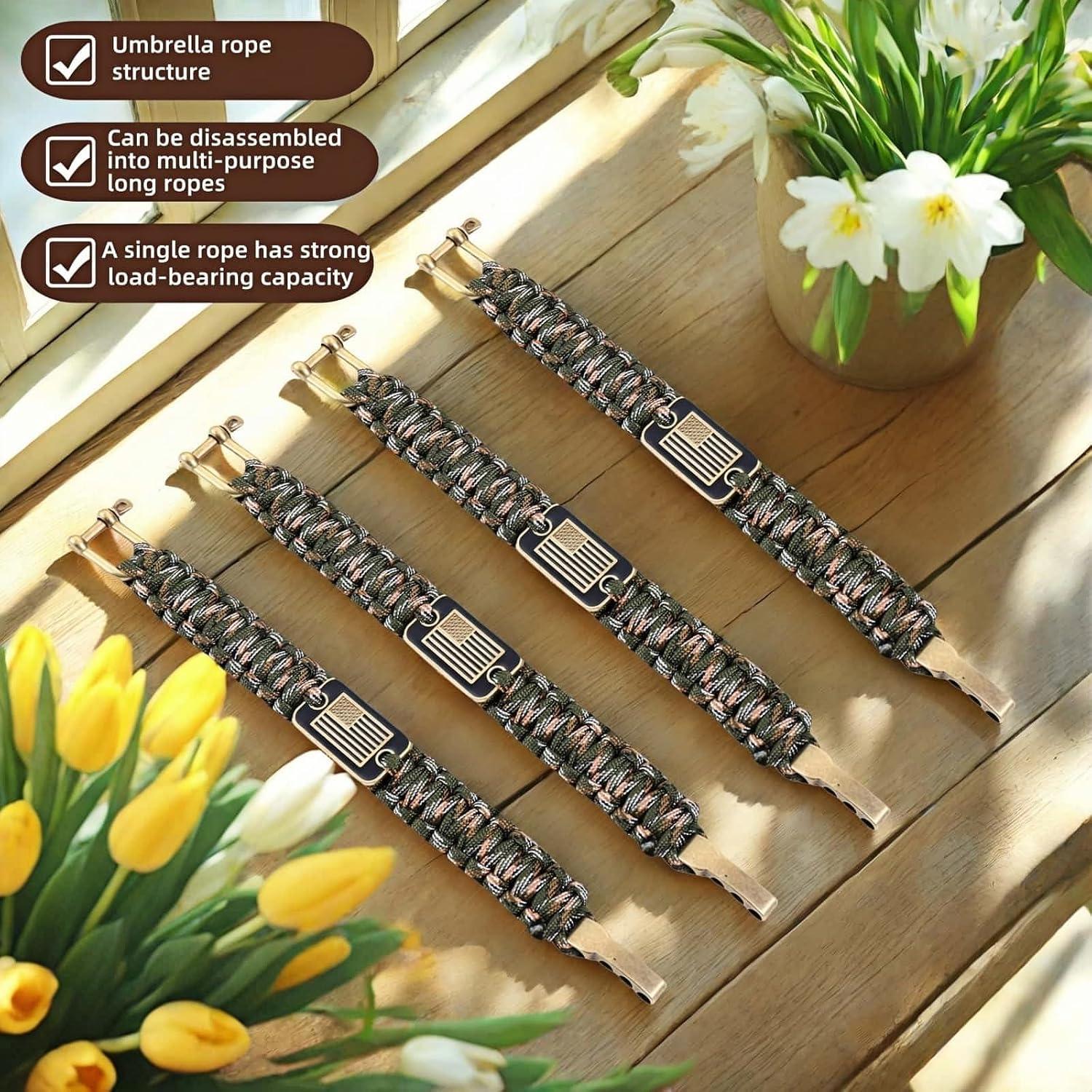 Pulsera de Supervivencia Paracord Ryandesign con Bandera EE. UU.