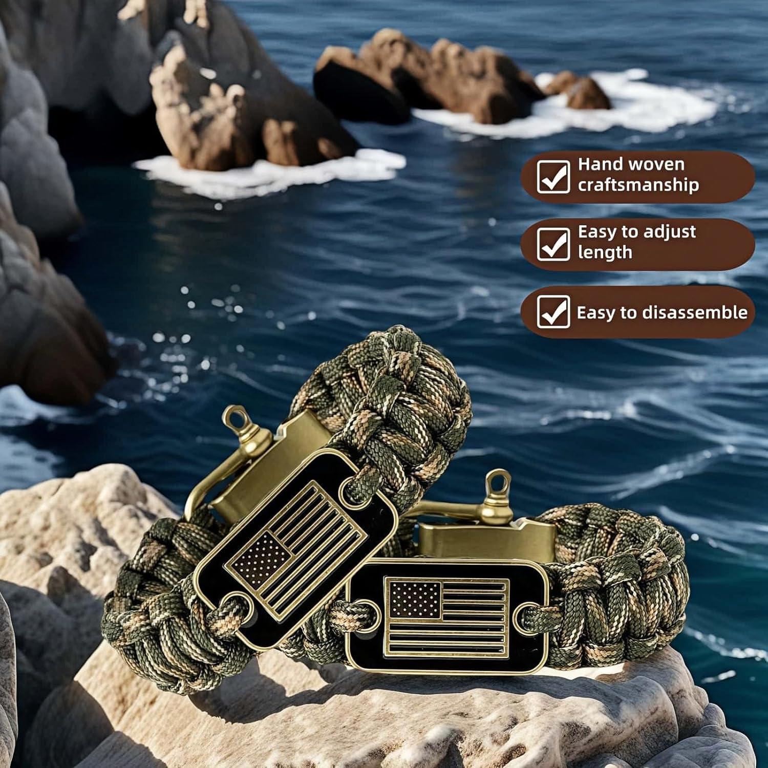 Pulsera de Supervivencia Paracord Ryandesign con Bandera EE. UU.
