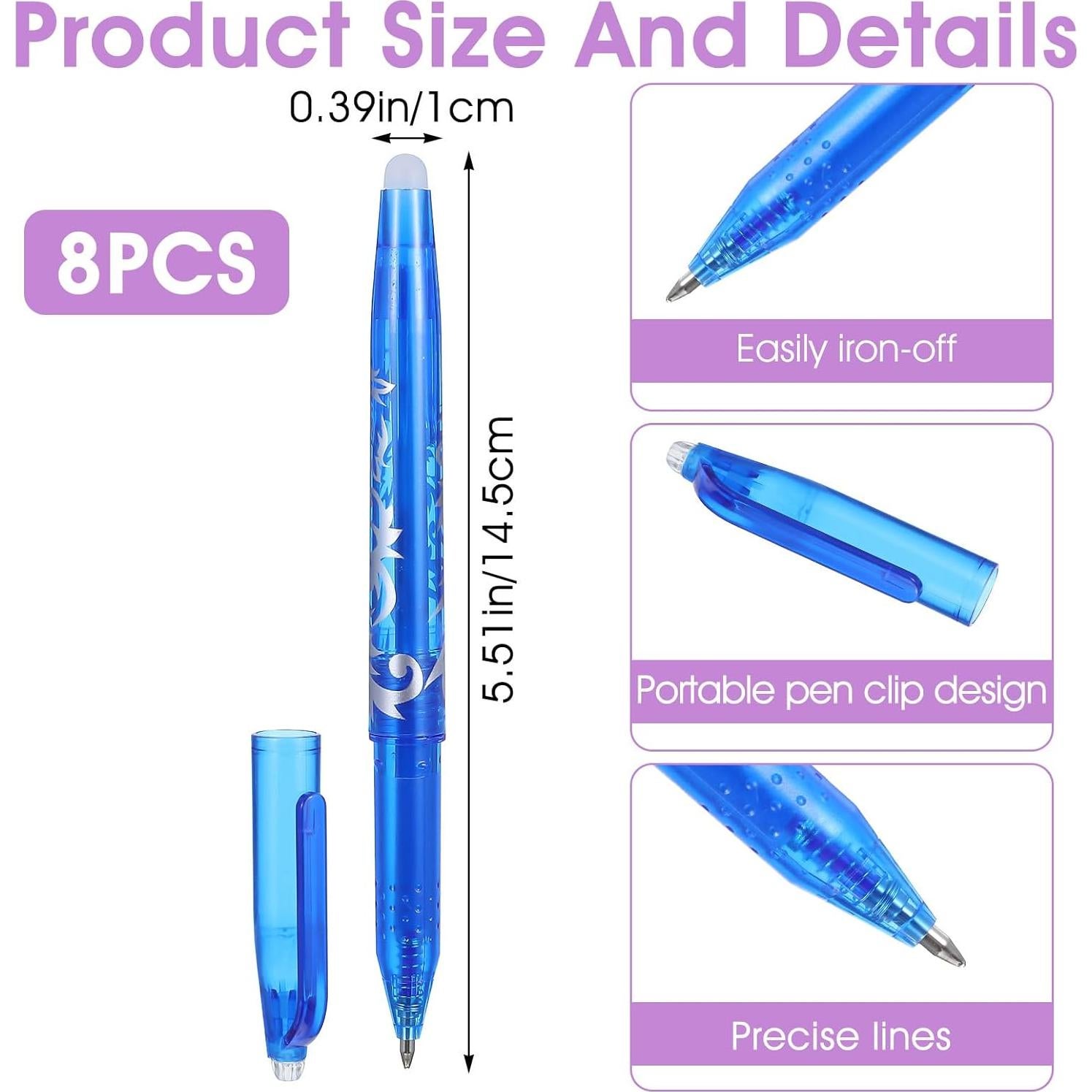 8 Bolígrafos Borrables por Calor para Tela WY Lighting