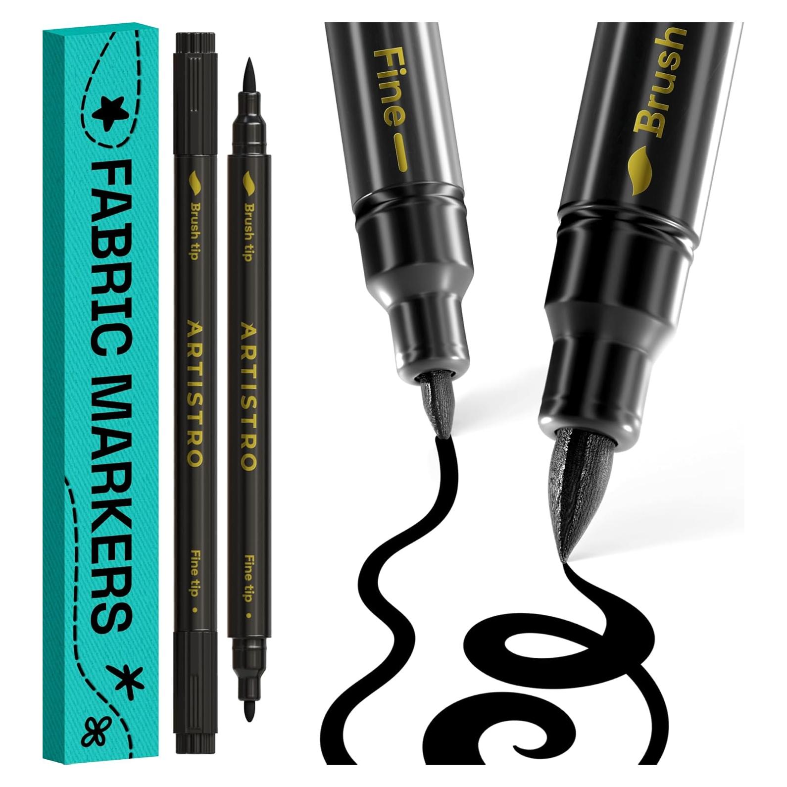 Marcadores de Tela Artistro 2 Puntas Negras - Permanentes