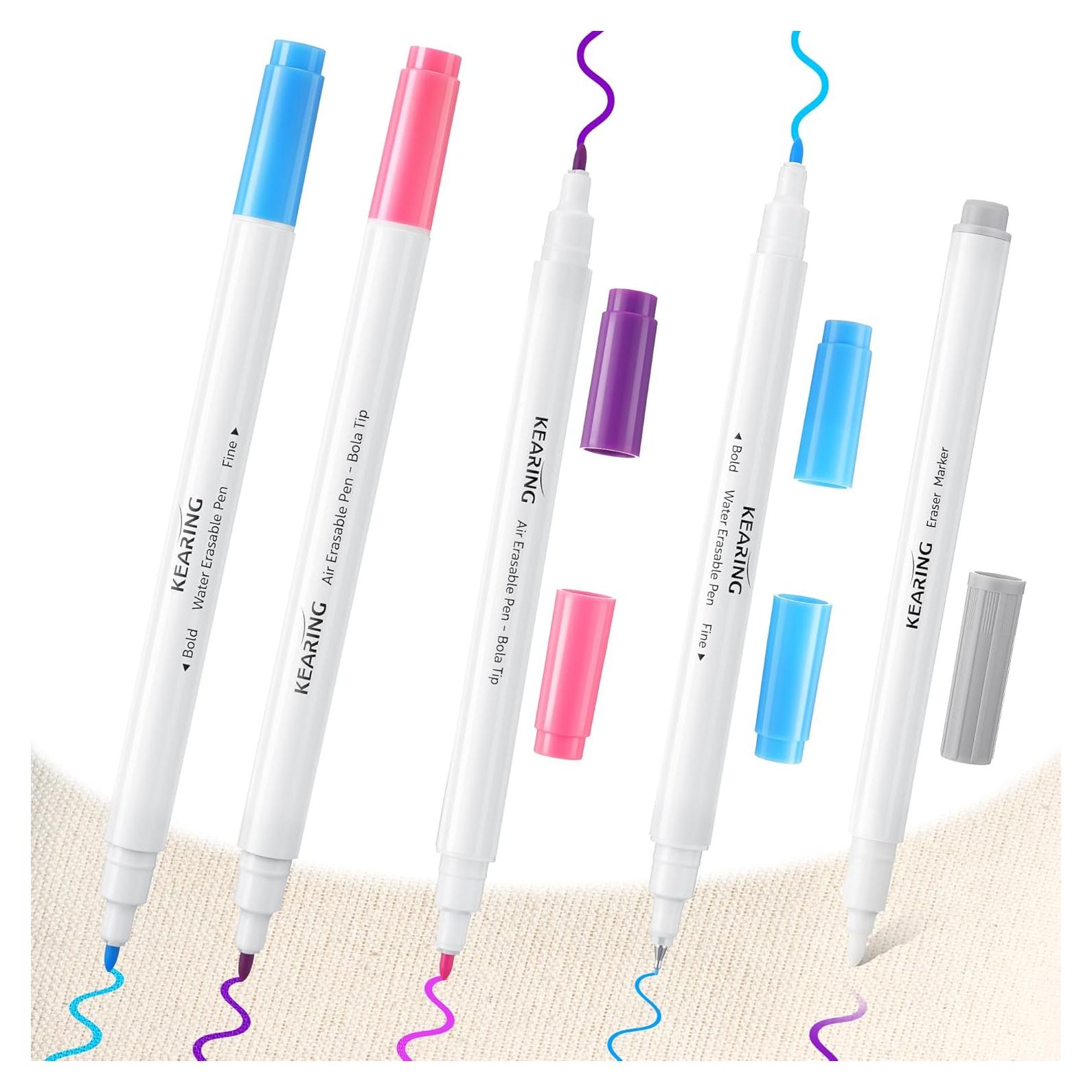 Marcadores de Tela Avenuebool, Paquete de 5 Unidades, Solubles y Borrables