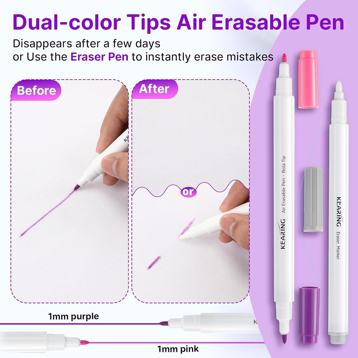 Marcadores de Tela Avenuebool, Paquete de 5 Unidades, Solubles y Borrables