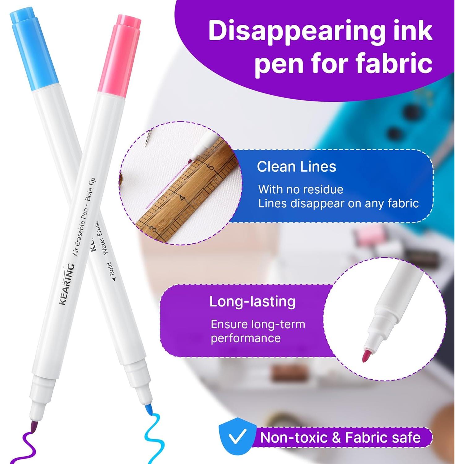 Marcadores de Tela Avenuebool, Paquete de 5 Unidades, Solubles y Borrables