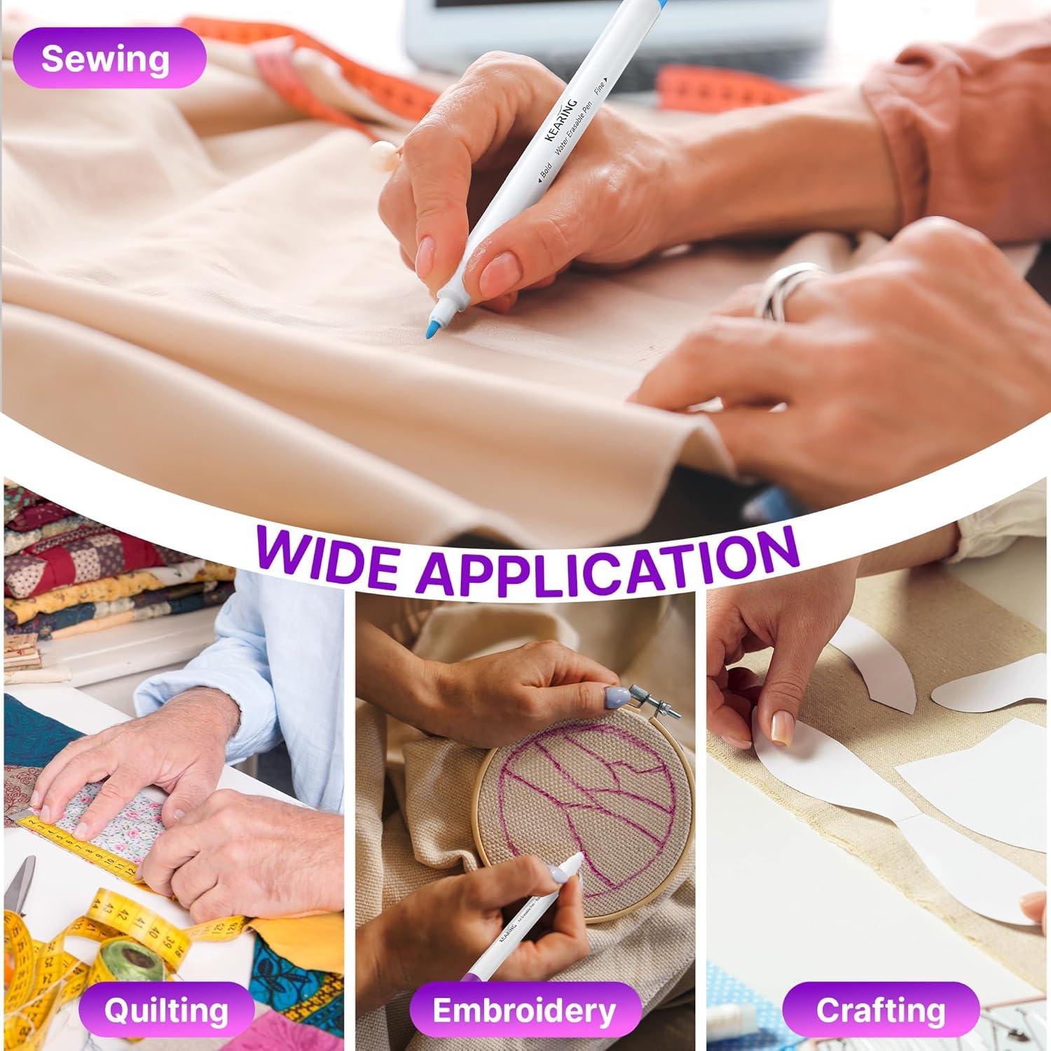 Marcadores de Tela Avenuebool, Paquete de 5 Unidades, Solubles y Borrables