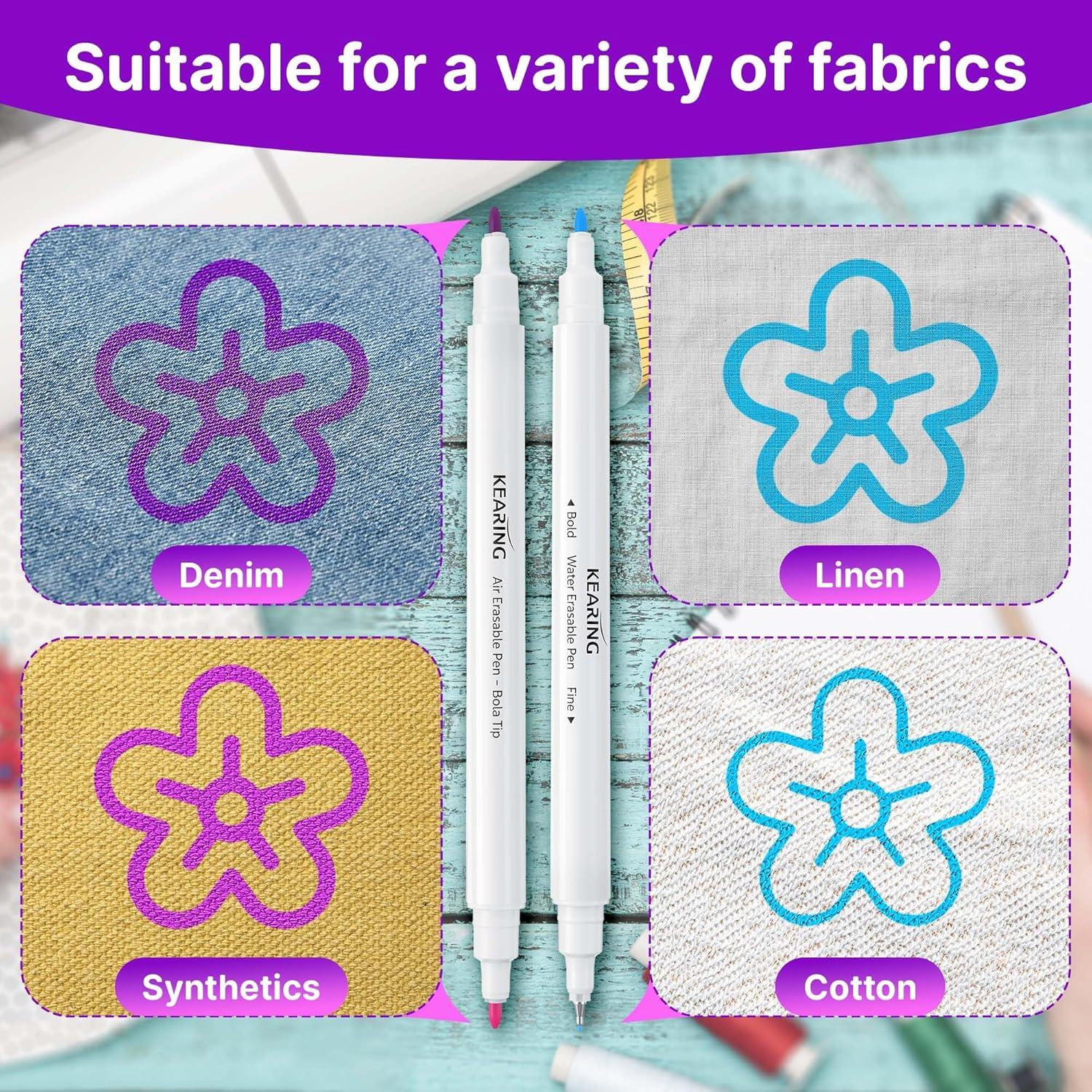 Marcadores de Tela Avenuebool, Paquete de 5 Unidades, Solubles y Borrables