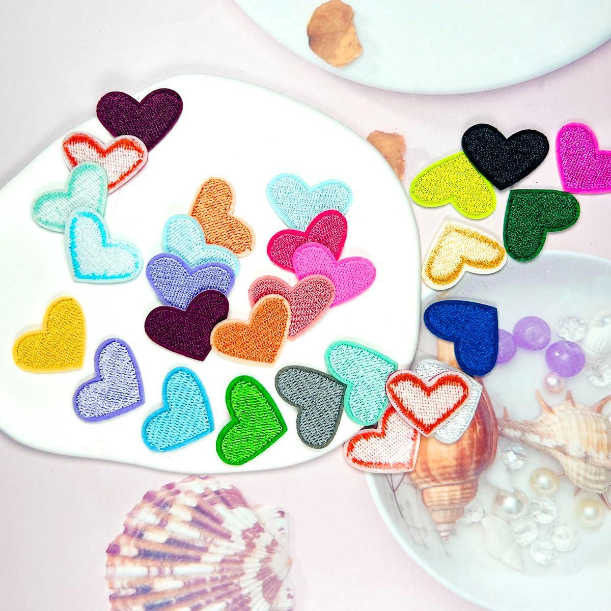 62 Parches de Corazón Bordados Multicolor para Planchar
