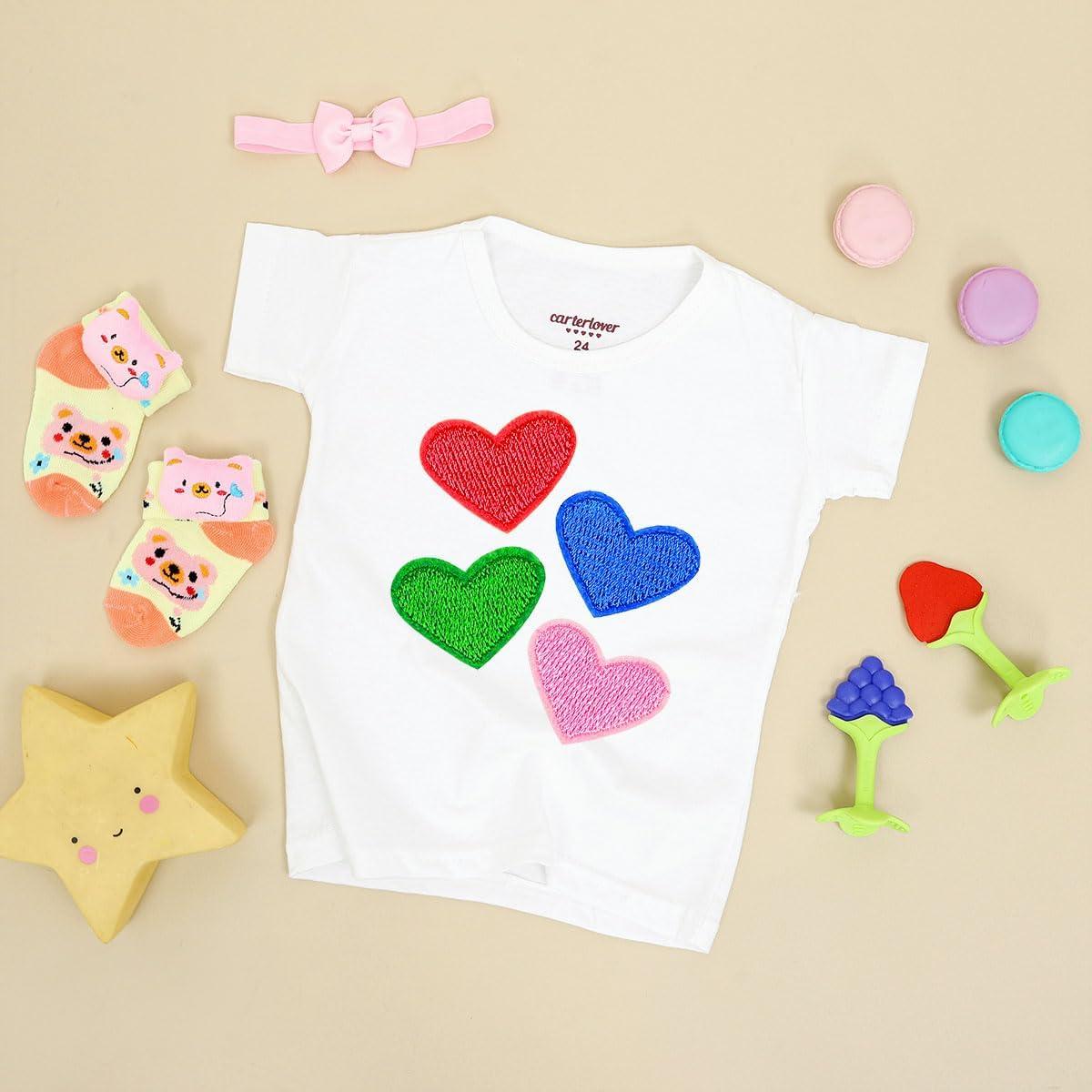 62 Parches de Corazón Bordados Multicolor para Planchar