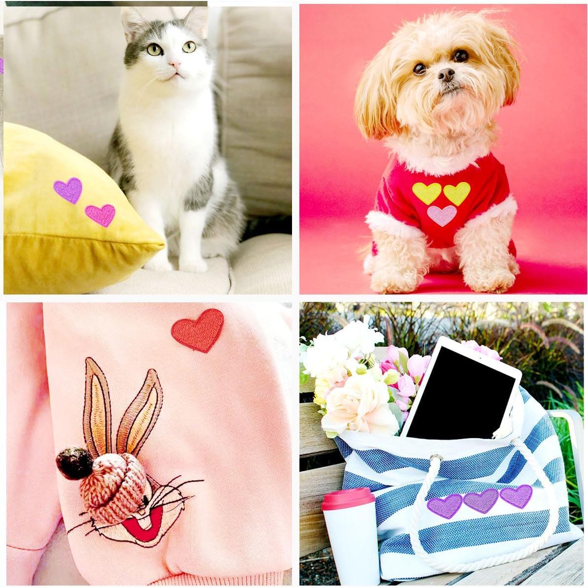 62 Parches de Corazón Bordados Multicolor para Planchar