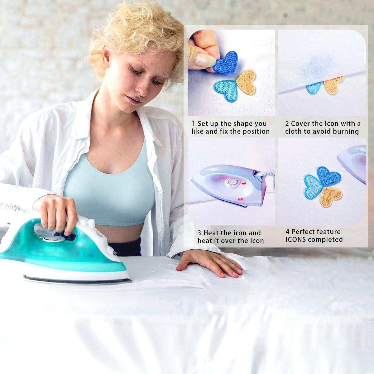 62 Parches de Corazón Bordados Multicolor para Planchar