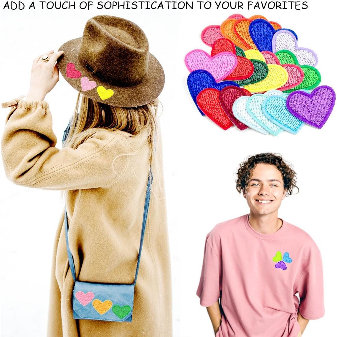 62 Parches de Corazón Bordados Multicolor para Planchar