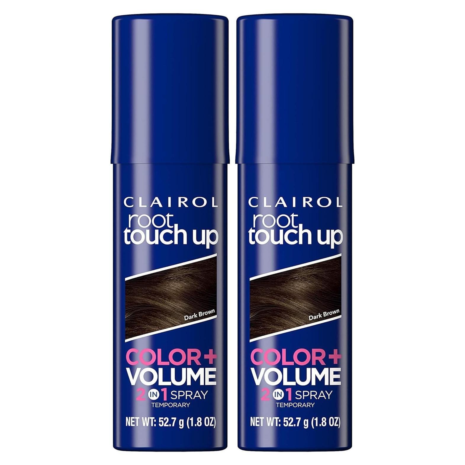 Clairol Raíz Toque-Up Color + Volumen Spray 2-en-1 Marrón Oscuro