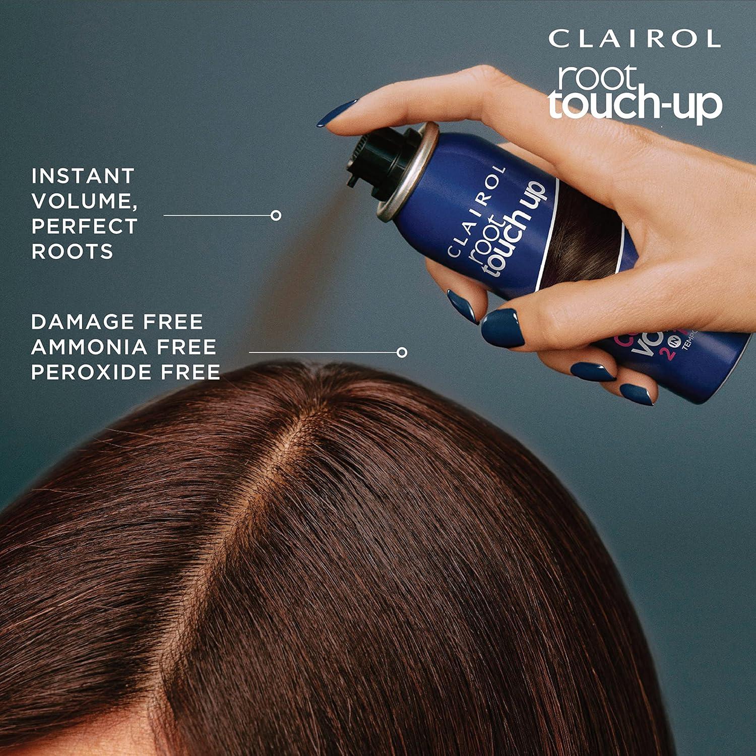 Clairol Raíz Toque-Up Color + Volumen Spray 2-en-1 Marrón Oscuro