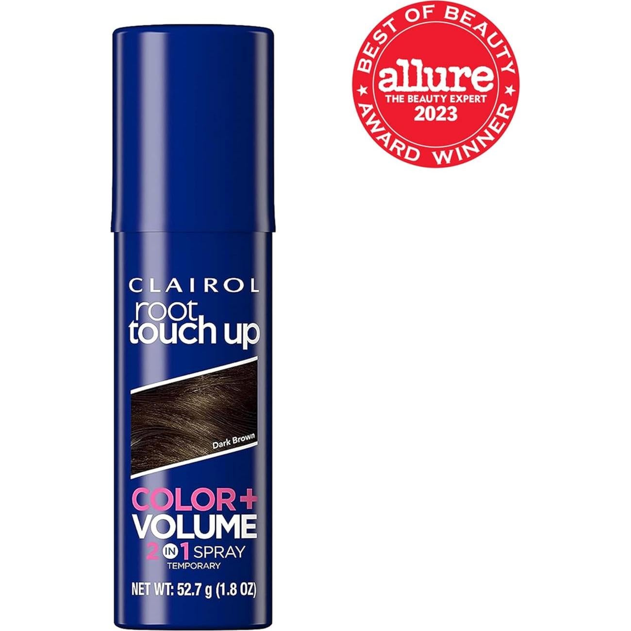 Clairol Raíz Toque-Up Color + Volumen Spray 2-en-1 Marrón Oscuro
