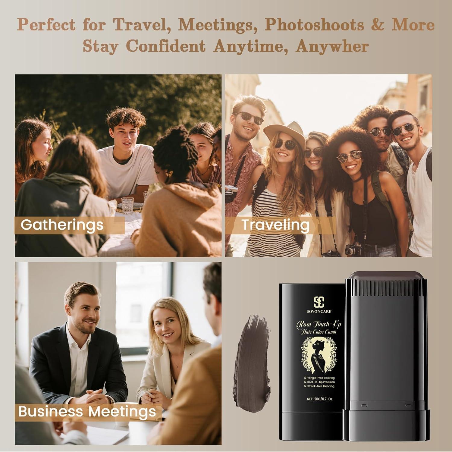 Stick Tinte para Cabello SOVONCARE 2-en-1 Marrón Oscuro 20g