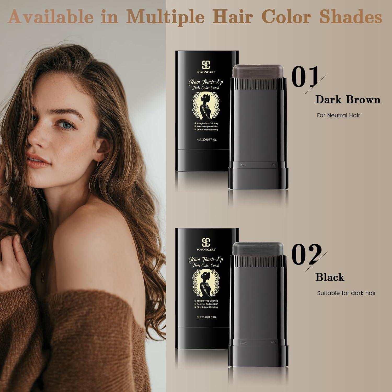 Stick Tinte para Cabello SOVONCARE 2-en-1 Marrón Oscuro 20g