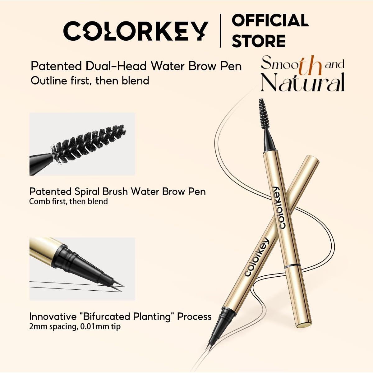 Bolígrafo de Cejas COLORKEY 3D Marrón Suave Doble Punta