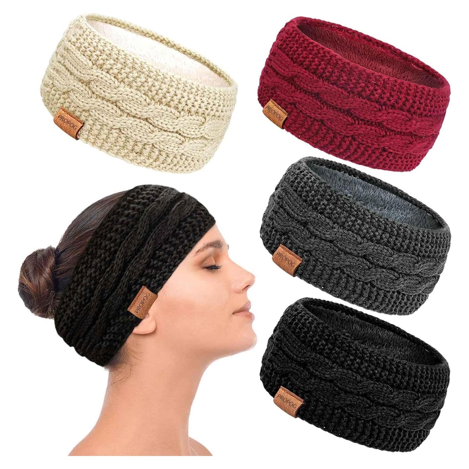 Diademas de Invierno PROPOG para Mujeres - Paquete de 4 Tejidas