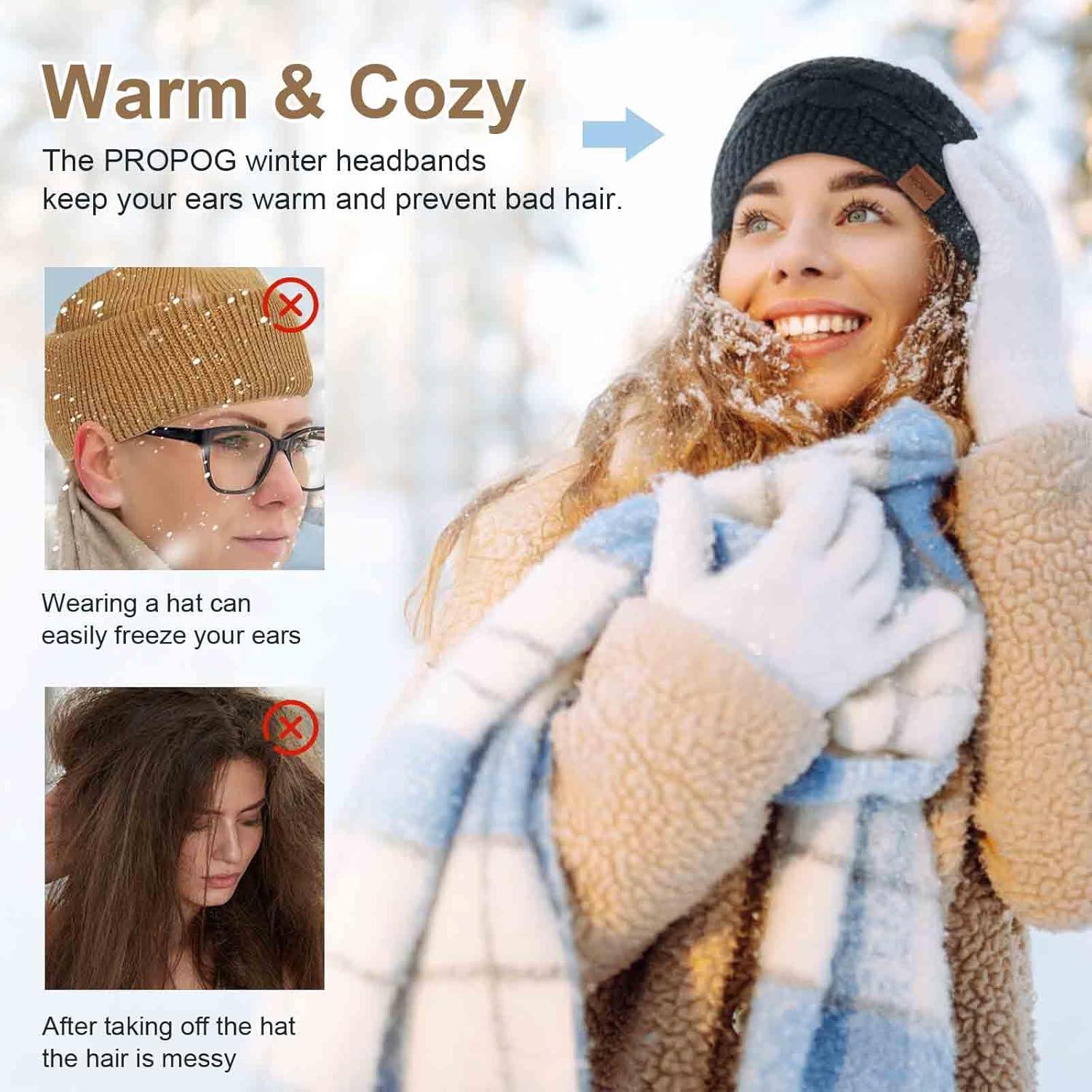 Diademas de Invierno PROPOG para Mujeres - Paquete de 4 Tejidas