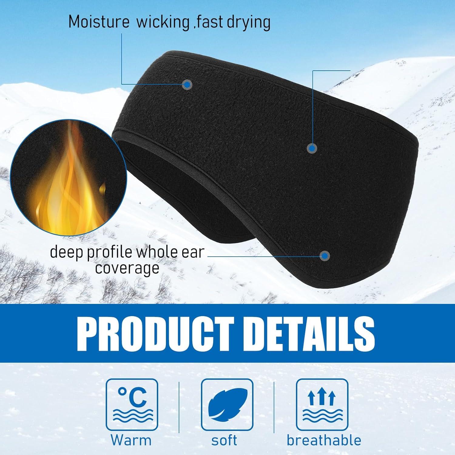 50 Diademas Térmicas Handepo para Oídos Invierno Negras