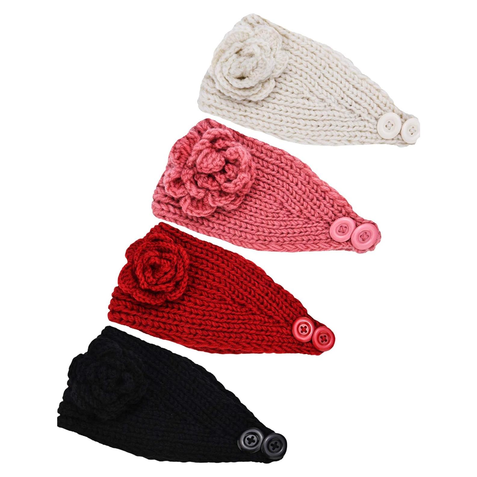 Diademas de Punto Grueso TecUnite 4 Piezas para Invierno