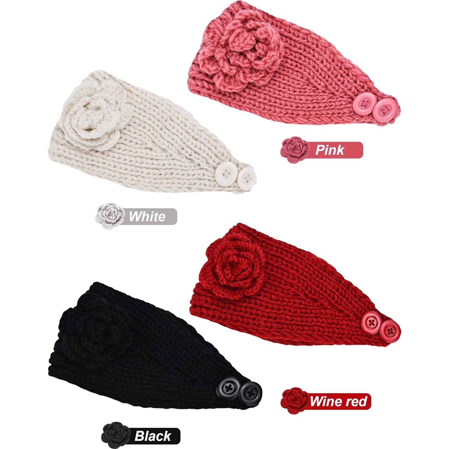 Diademas de Punto Grueso TecUnite 4 Piezas para Invierno