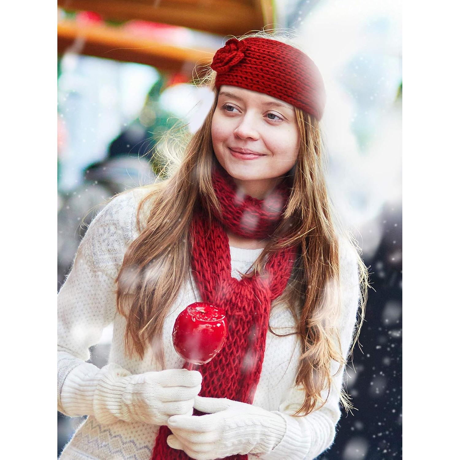 Diademas de Punto Grueso TecUnite 4 Piezas para Invierno