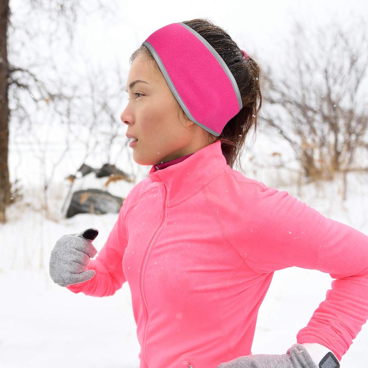 Banda para Correr Geyoga de Forro Polar Rosa Fluorescente