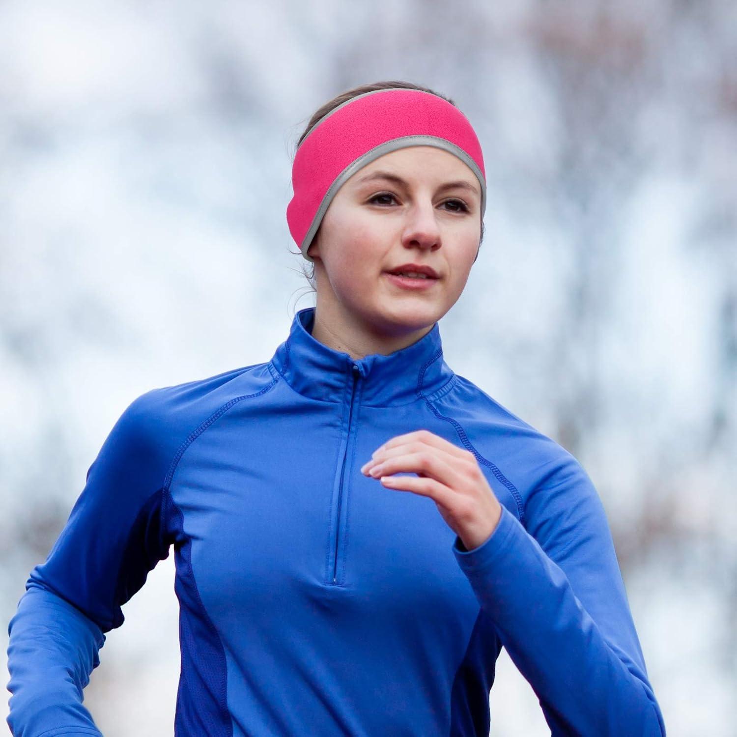 Banda para Correr Geyoga de Forro Polar Rosa Fluorescente