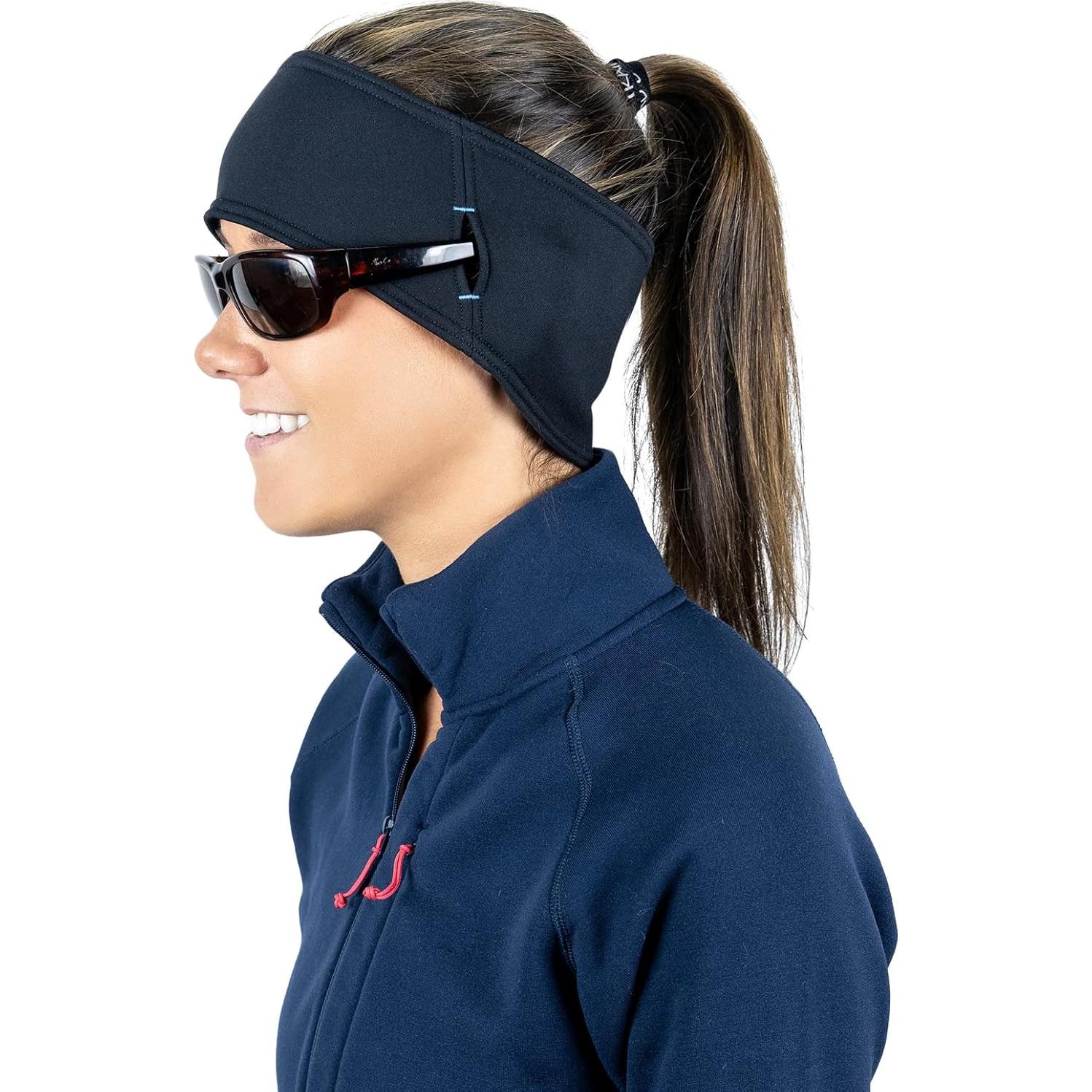 Cinta para la cabeza TrailHeads negra con ranuras para gafas