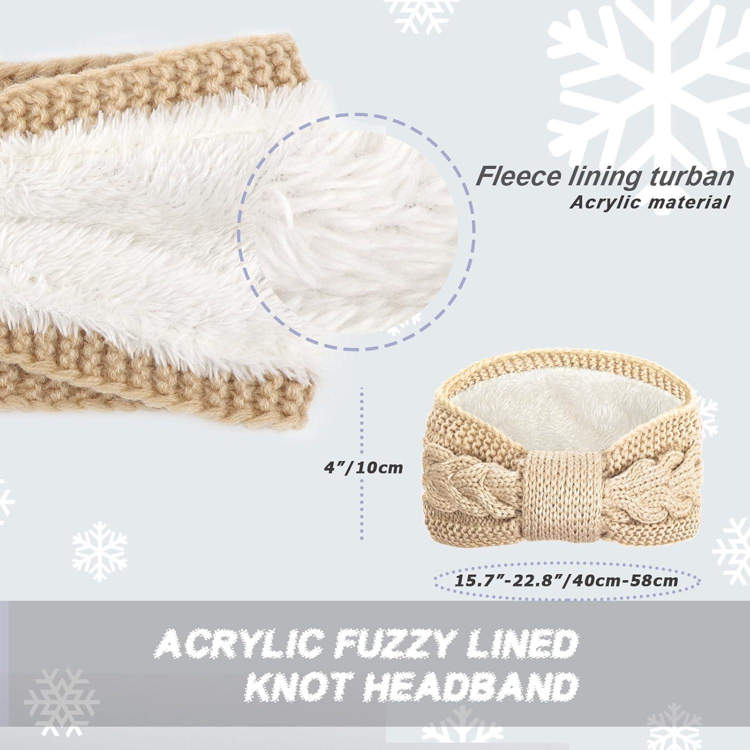 Diademas de Punto DRESHOW 4 Pcs con Forro Polar para Mujeres