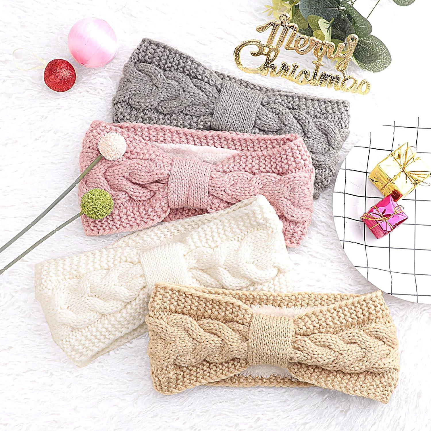 Diademas de Punto DRESHOW 4 Pcs con Forro Polar para Mujeres